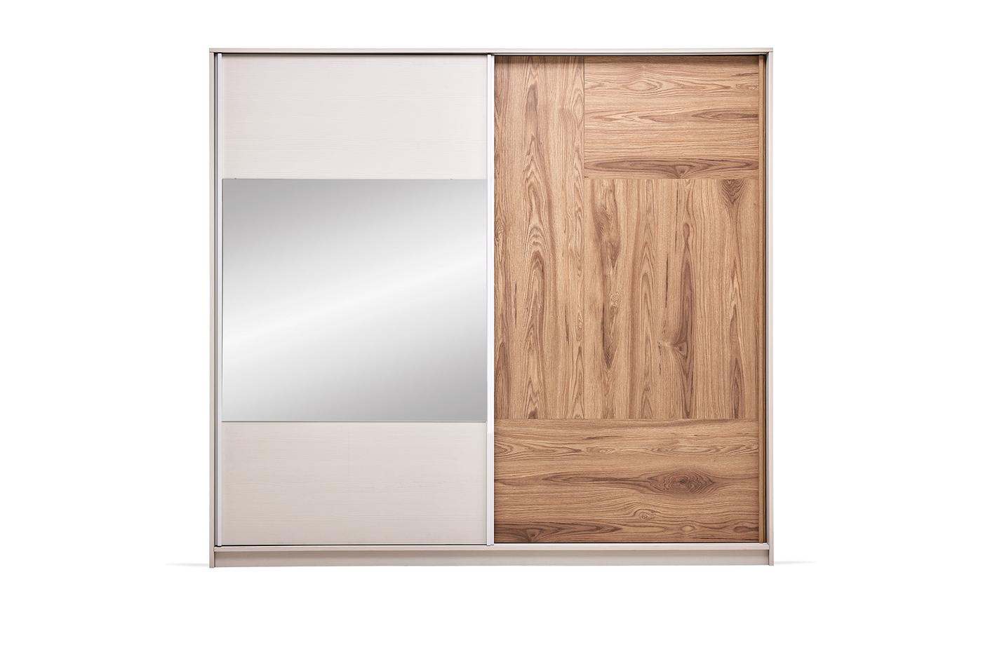 Гардероб с плъзгащи врати «Loreto» с огледална врата, ширина 220см