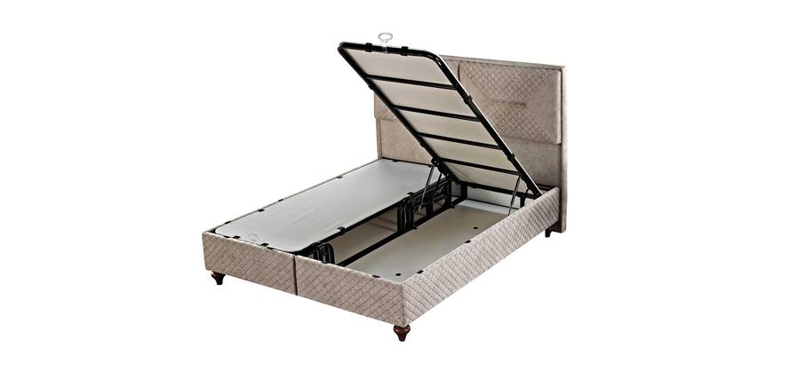 Тапицирано легло «Biomedical» + Матрак и табла - с място за съхранение, повдигащ механизъм, система за безшумно затваряне