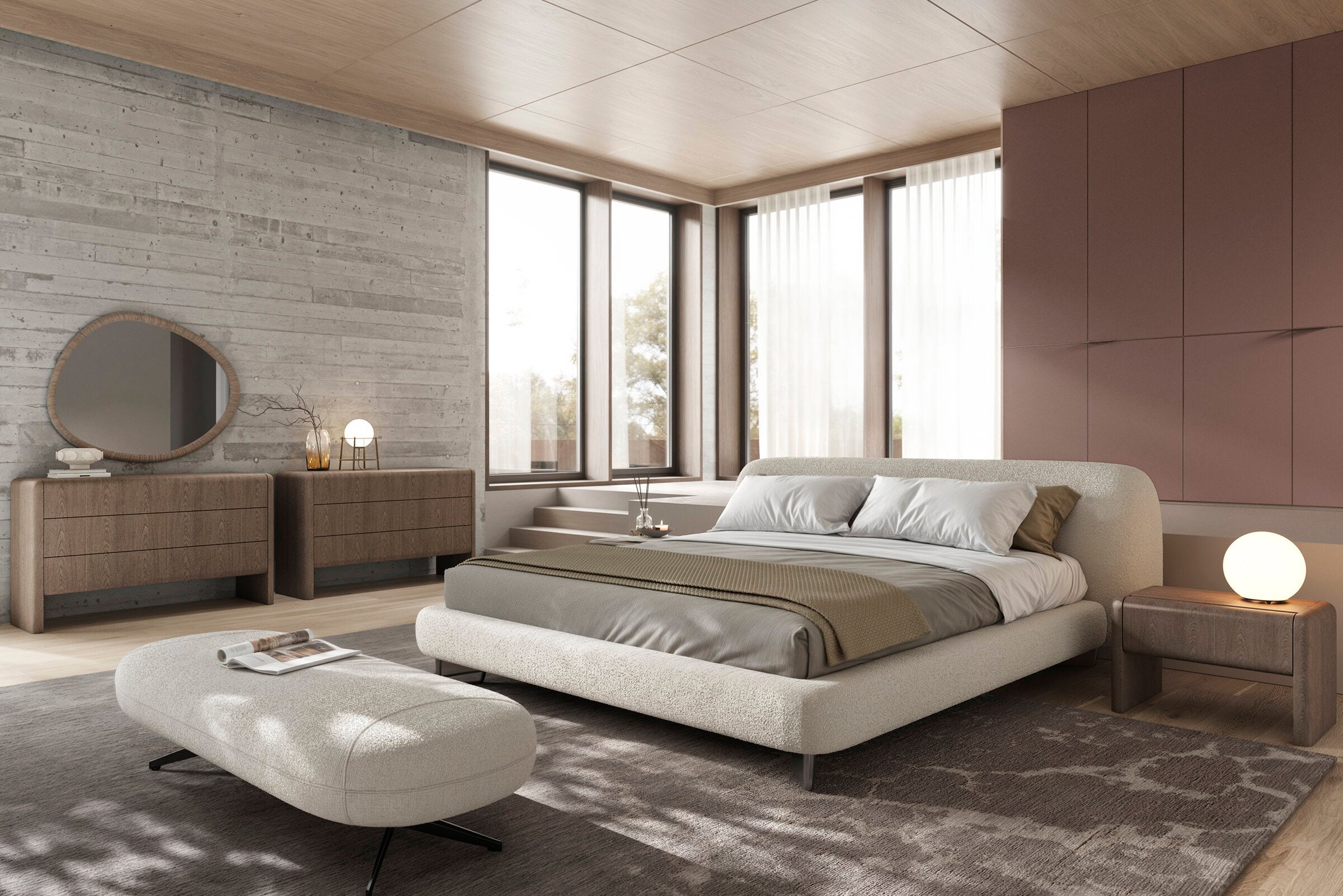 Нощно шкафче «Aqua» + чекмедже, естествен фурнир, размер 65х43х48см