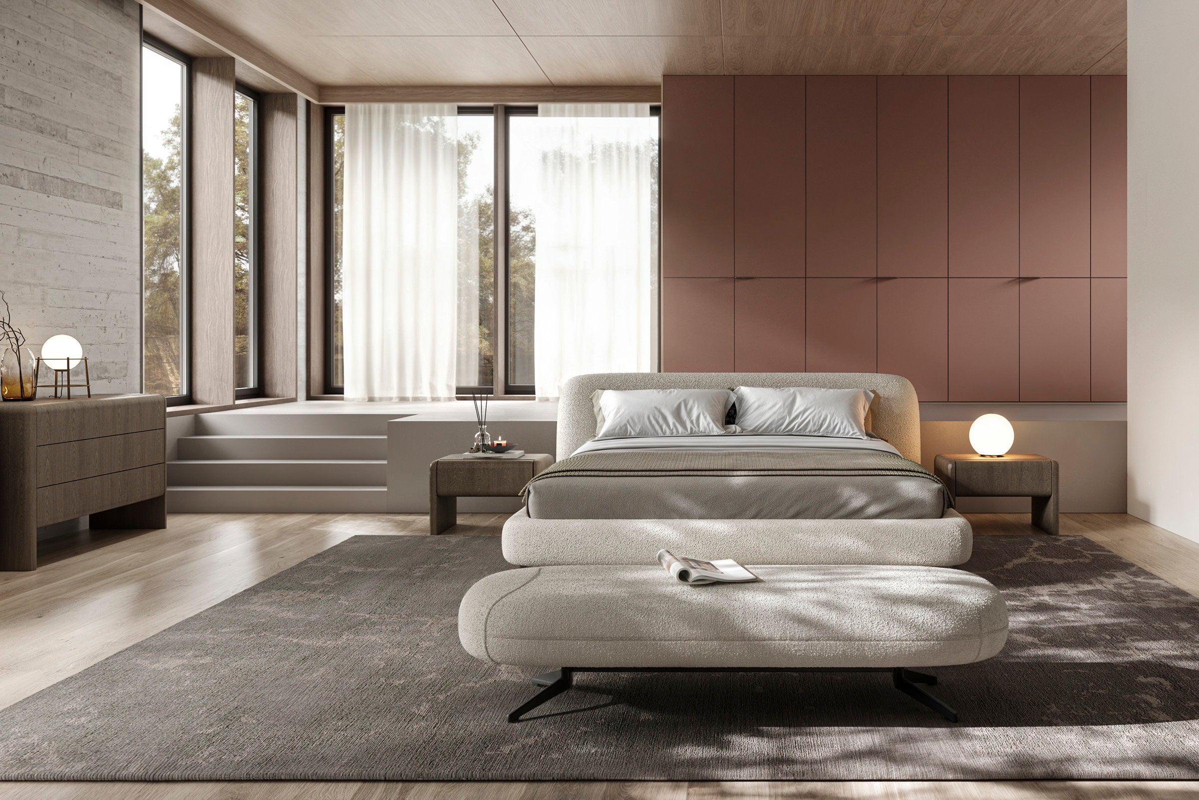 Нощно шкафче «Aqua» + чекмедже, естествен фурнир, размер 65х43х48см