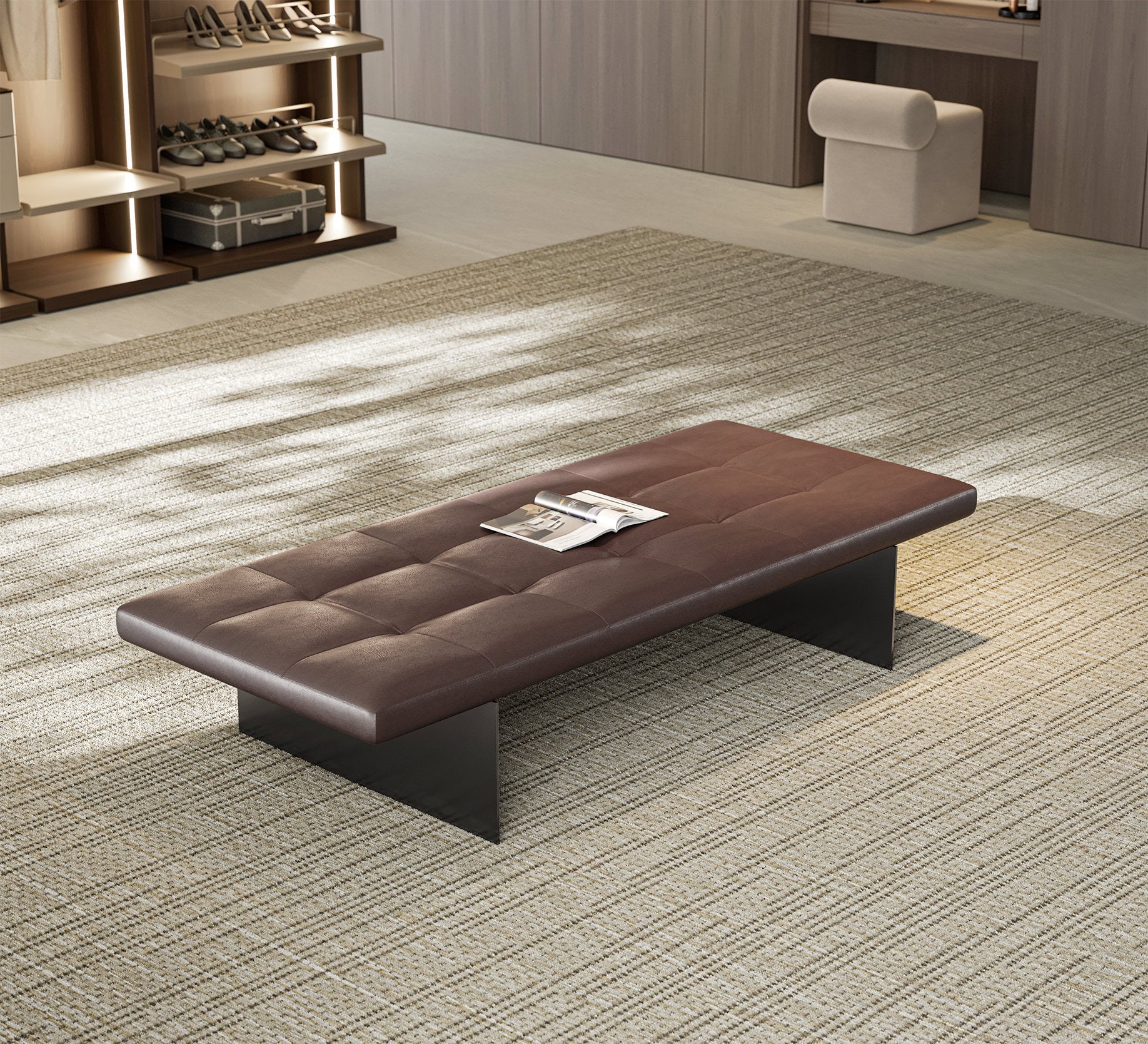 Пейка «Boss» с текстил, естествена кожа, размер 180х39х75см