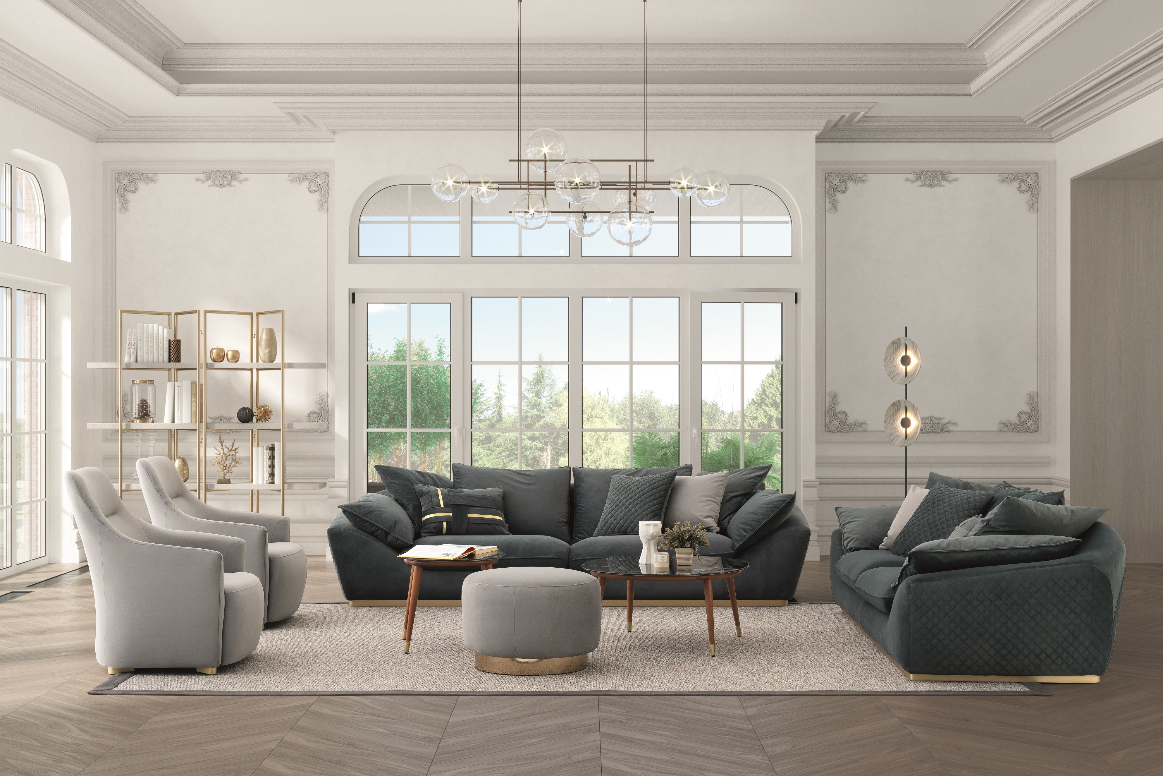 Триместен диван «Bugatti Evo» + 3 декоративни възглавници, ширина 255см