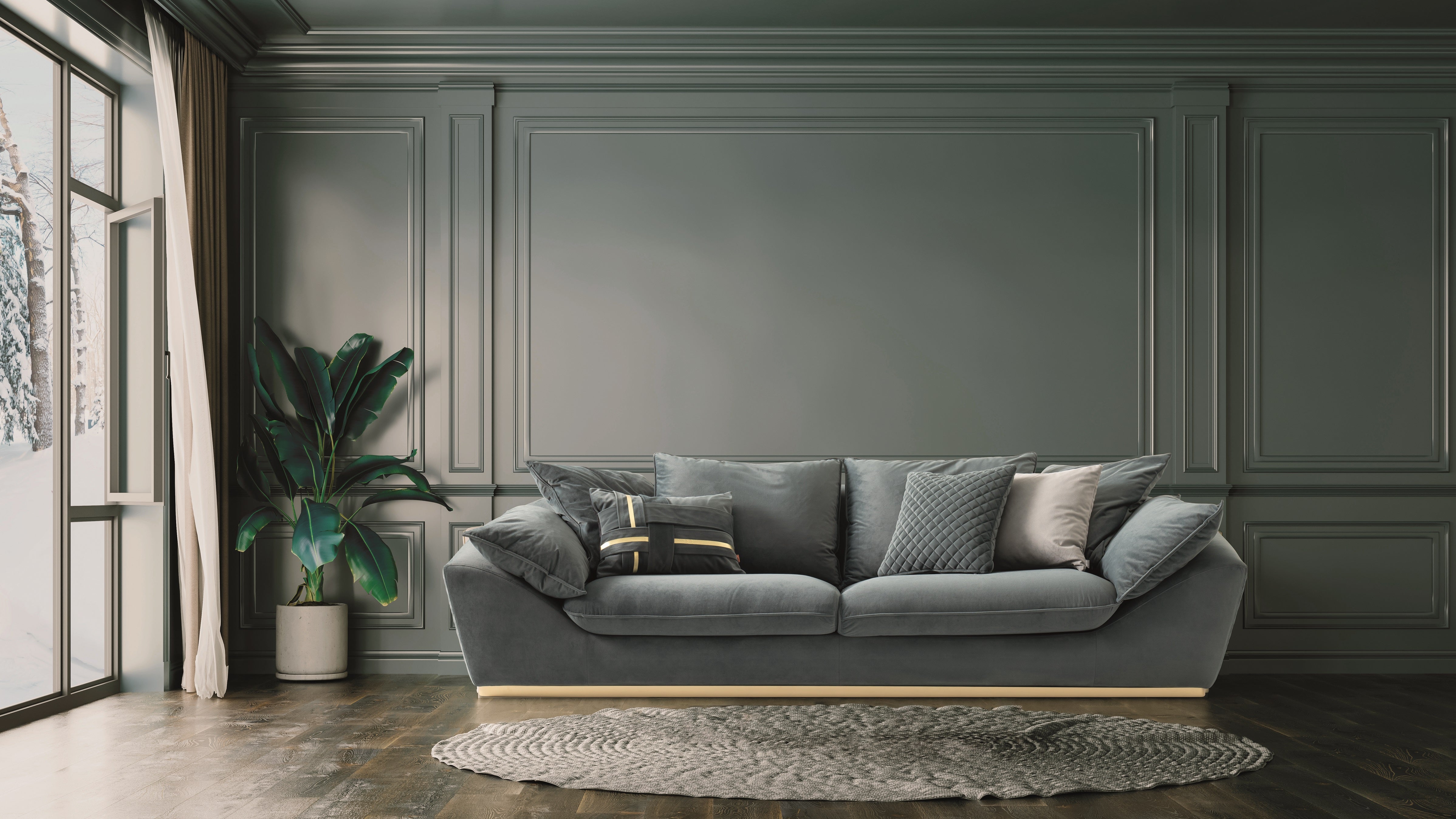 Триместен диван «Bugatti Evo» + 3 декоративни възглавници, ширина 255см