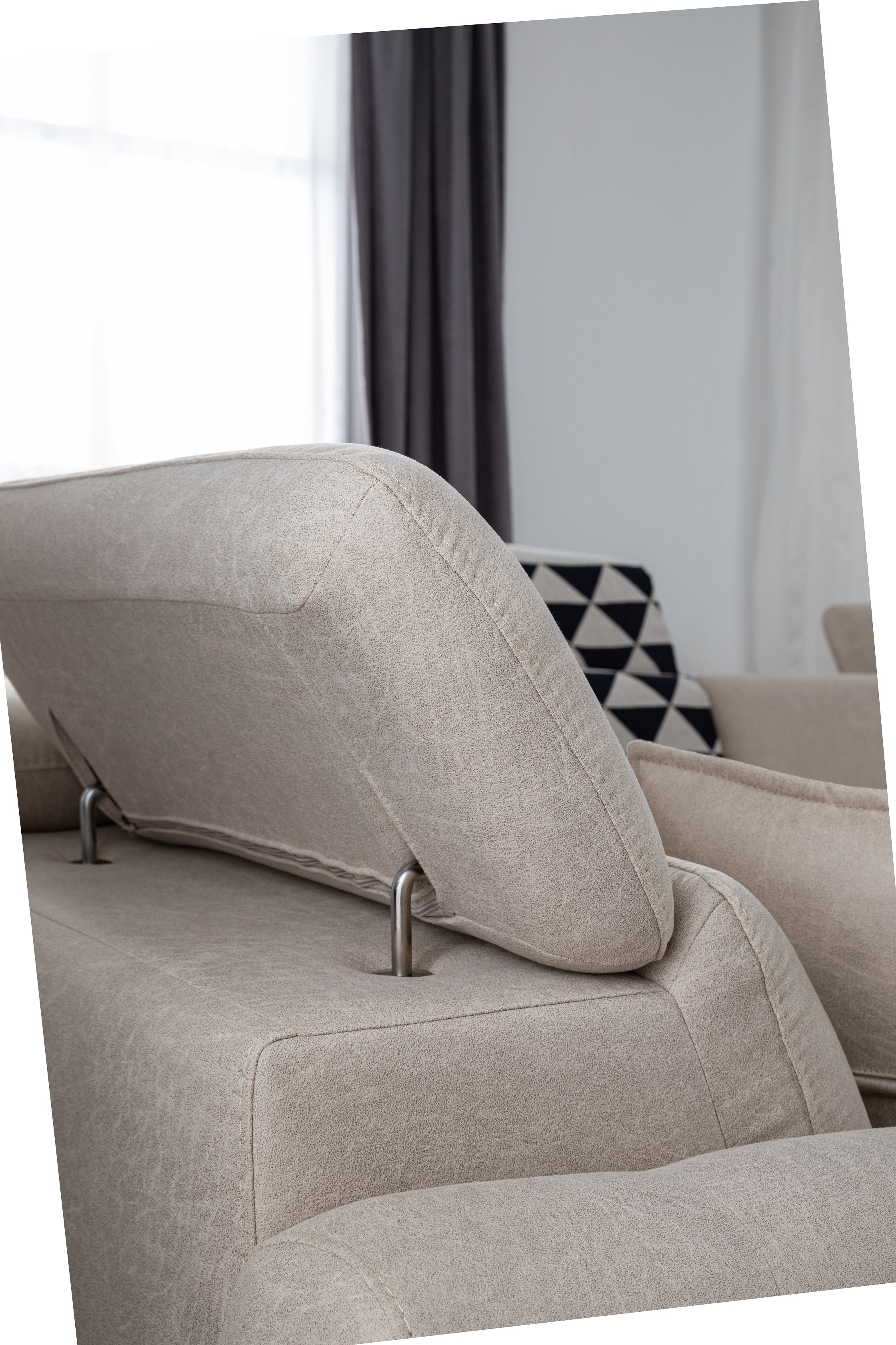 Ъглов разтегателен диван «Burgaz» + електрически механизъм, USB зарядна станция, ширина 370см