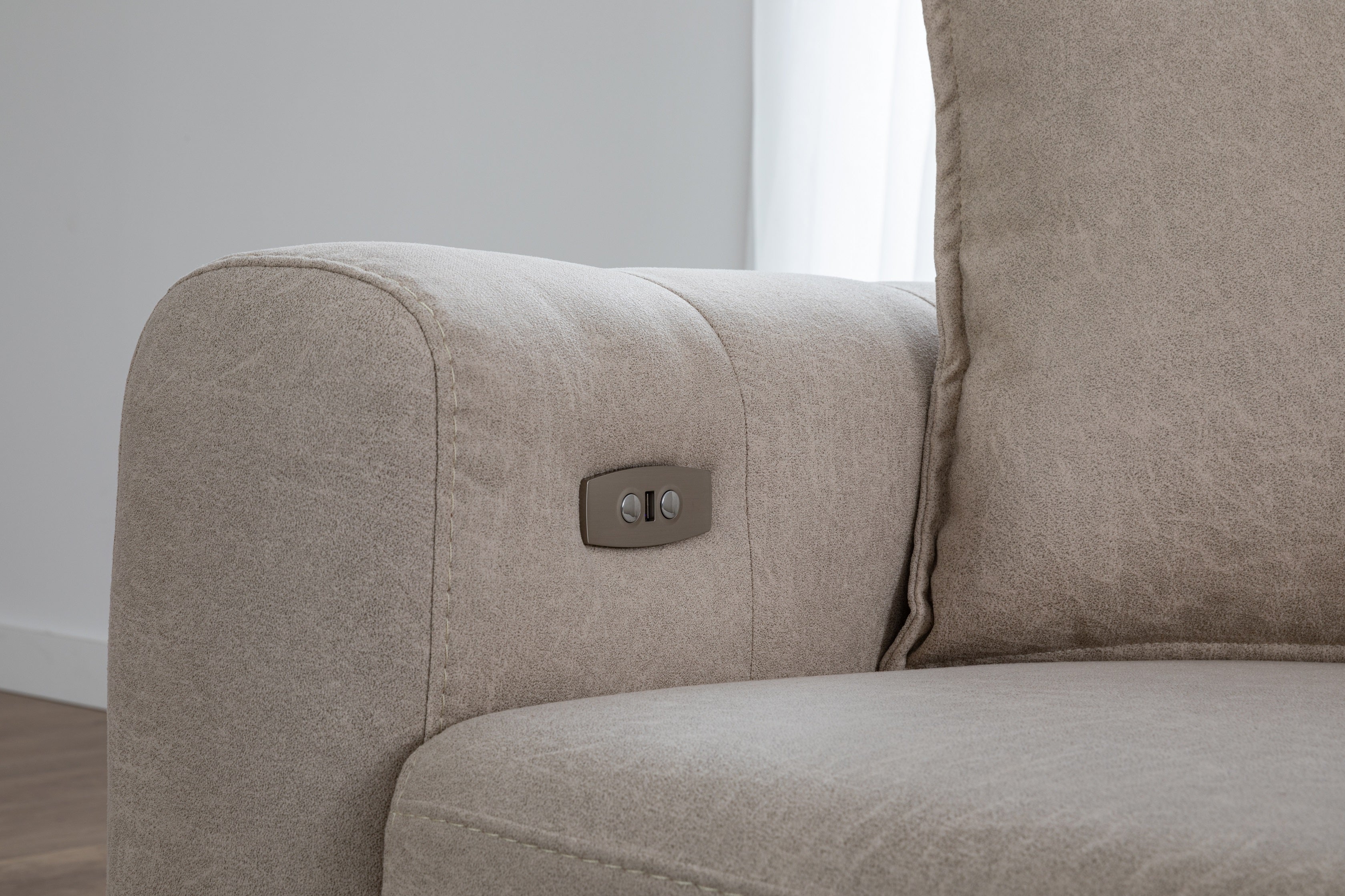 Ъглов разтегателен диван «Burgaz» + електрически механизъм, USB зарядна станция, ширина 370см