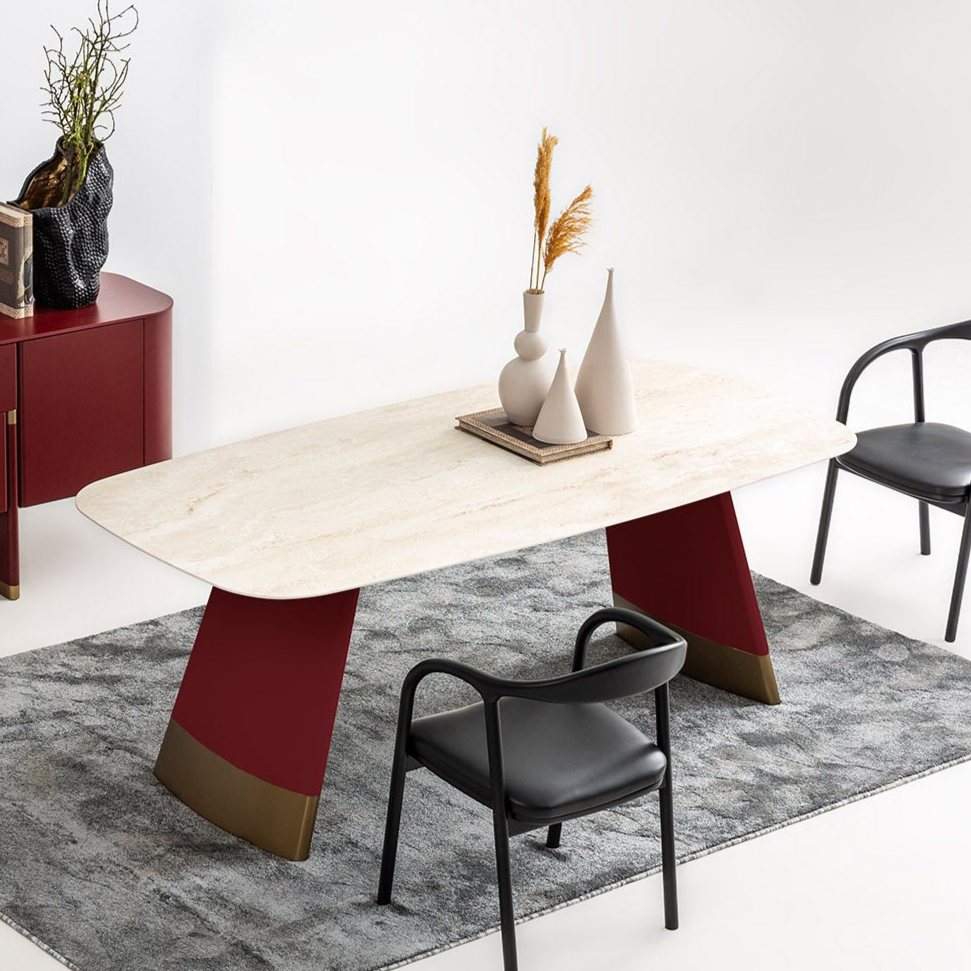 Трапезна маса «Delta Burgundy» + керамичен плот и естествен фурнир