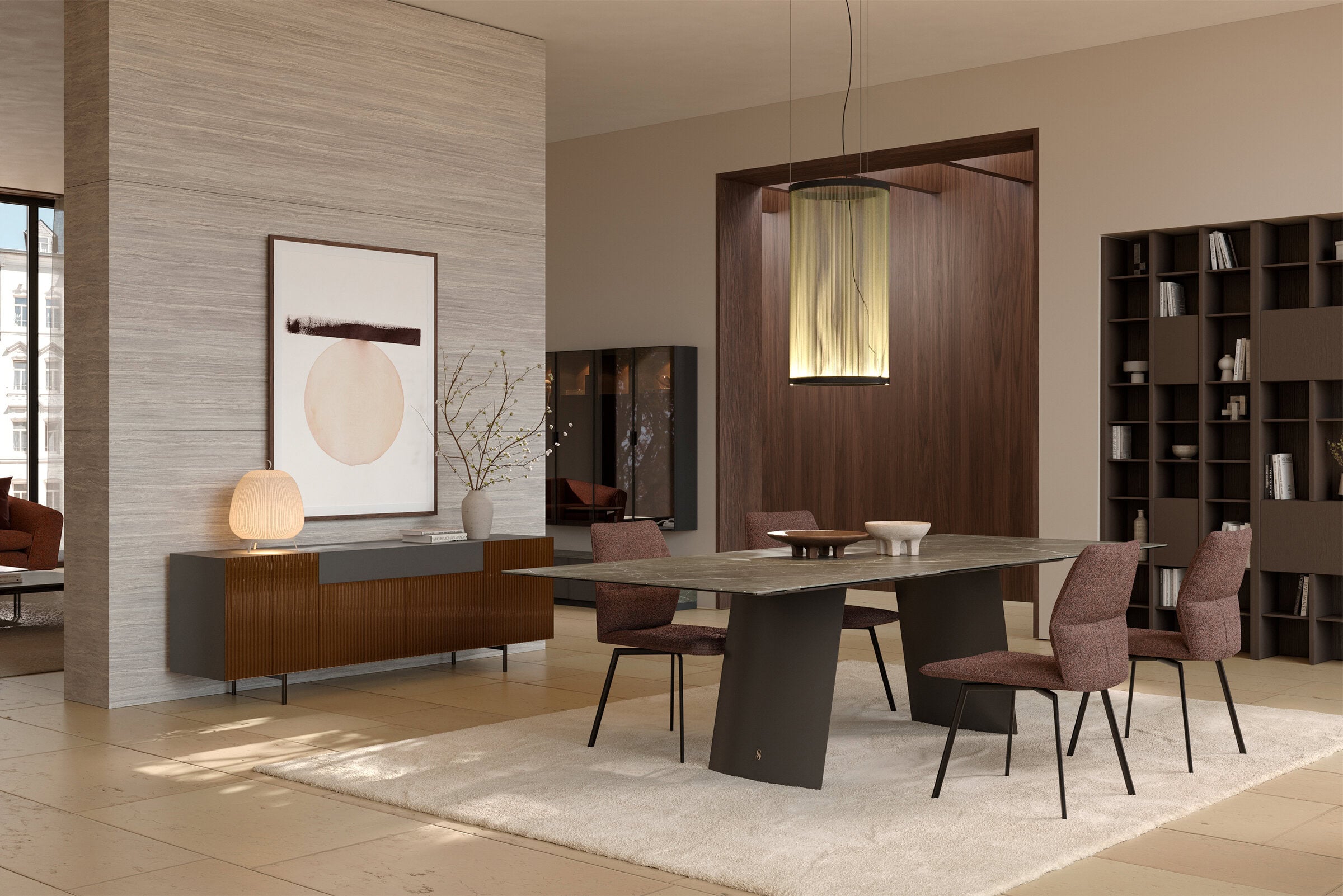 Бюфет «Charm» с релефно стъкло, с две чекмеджета, размер 200х68х50см