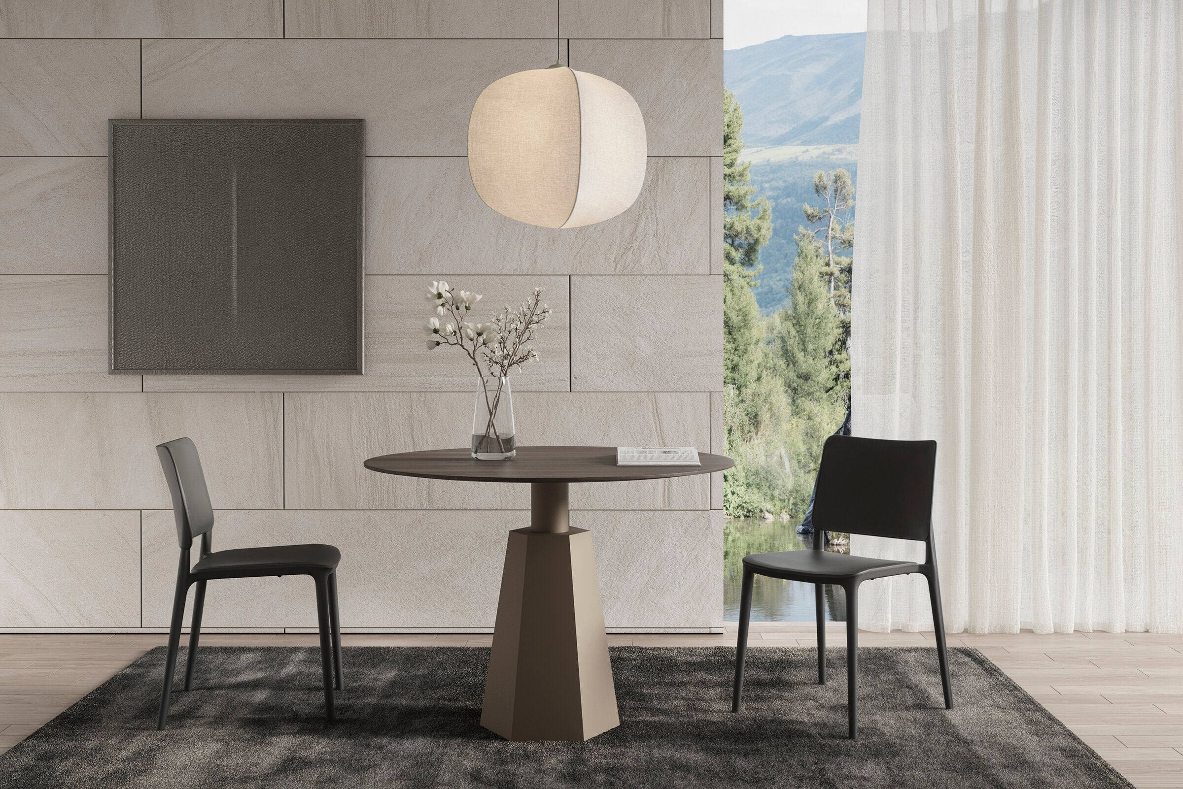 Трапезна маса «Clark» с керамичен плот, естествен фурнир