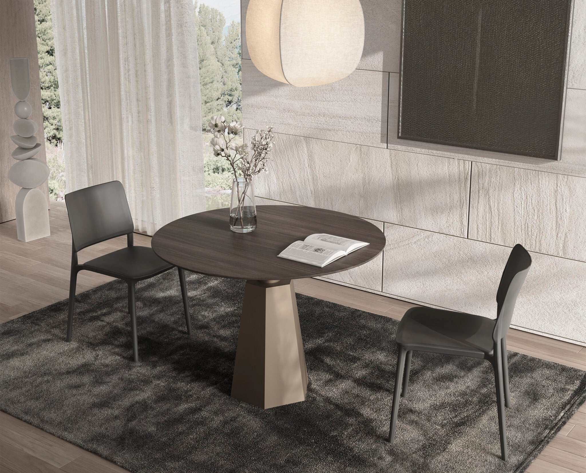 Трапезна маса «Clark» с керамичен плот, естествен фурнир