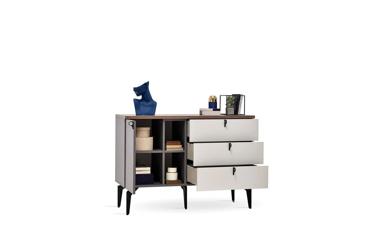 Скрин «Cordell» с три чекмеджета и шкаф, размер 120х85х46см