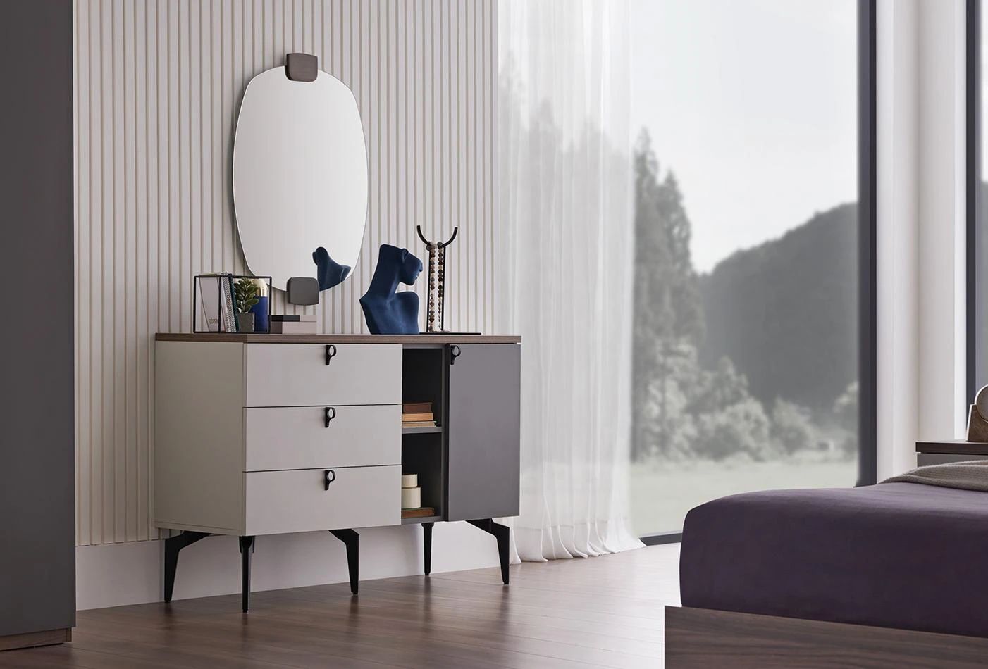 Скрин «Cordell» с три чекмеджета и шкаф, размер 120х85х46см