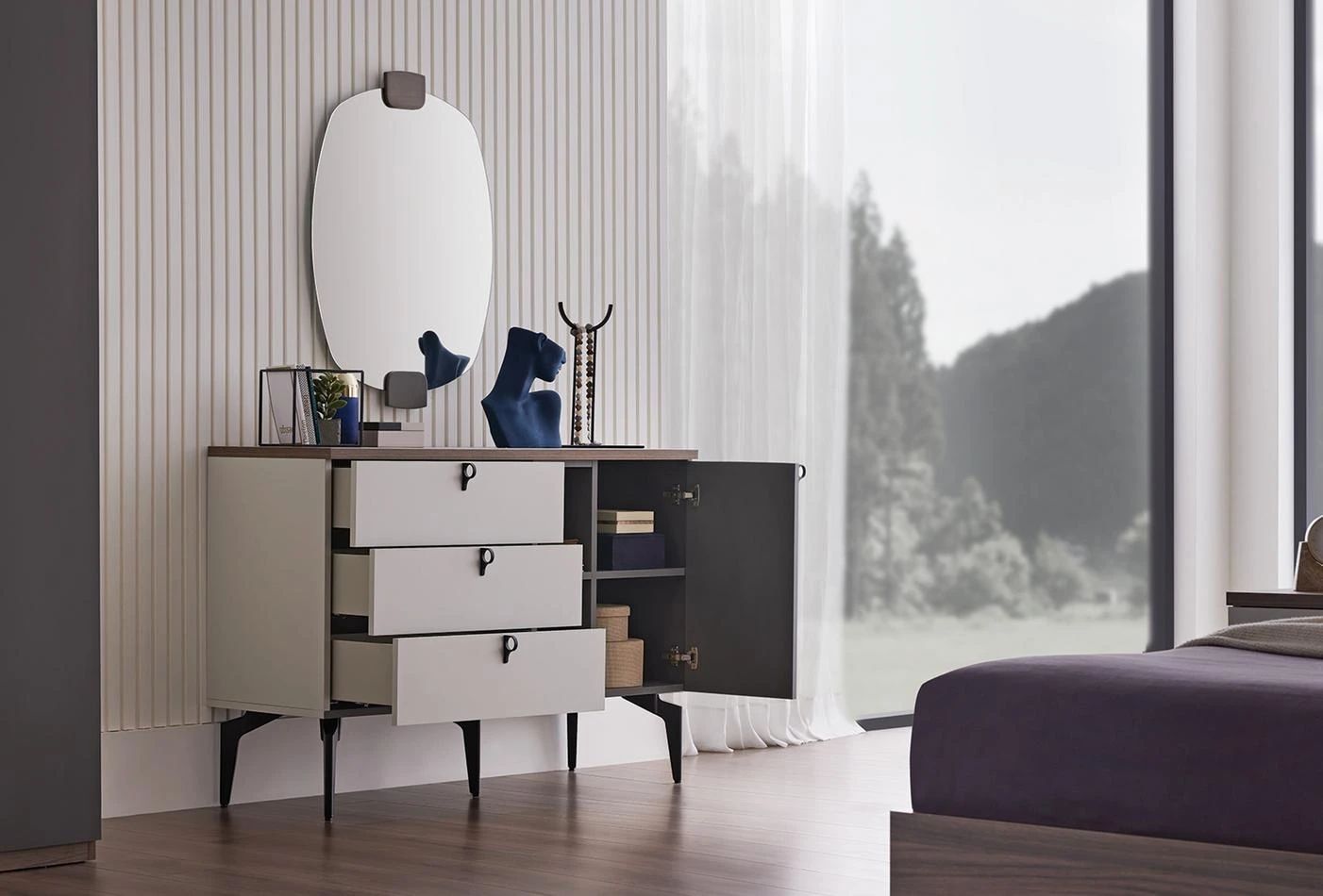 Скрин «Cordell» с три чекмеджета и шкаф, размер 120х85х46см