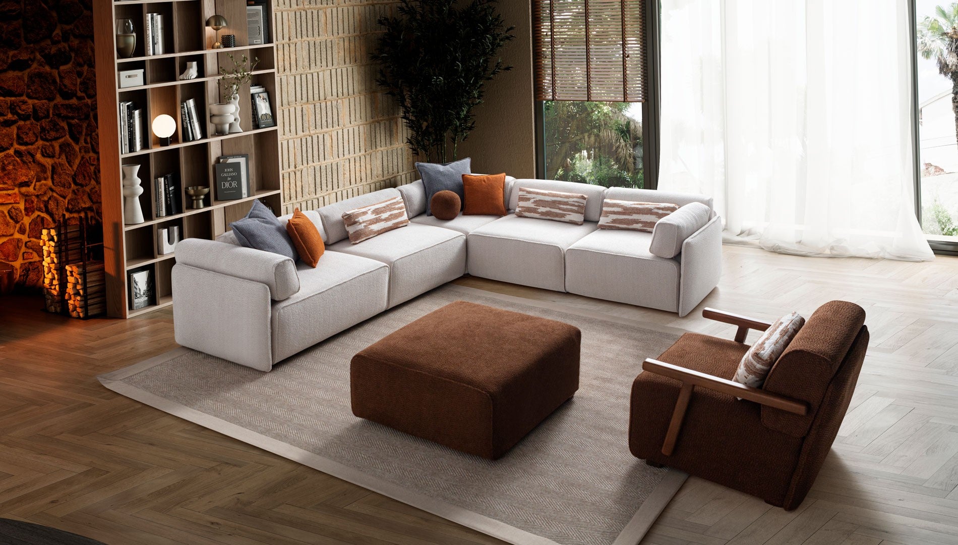 Модулен диван «Lego» + конзолна масичка, лежанка, 7 модула