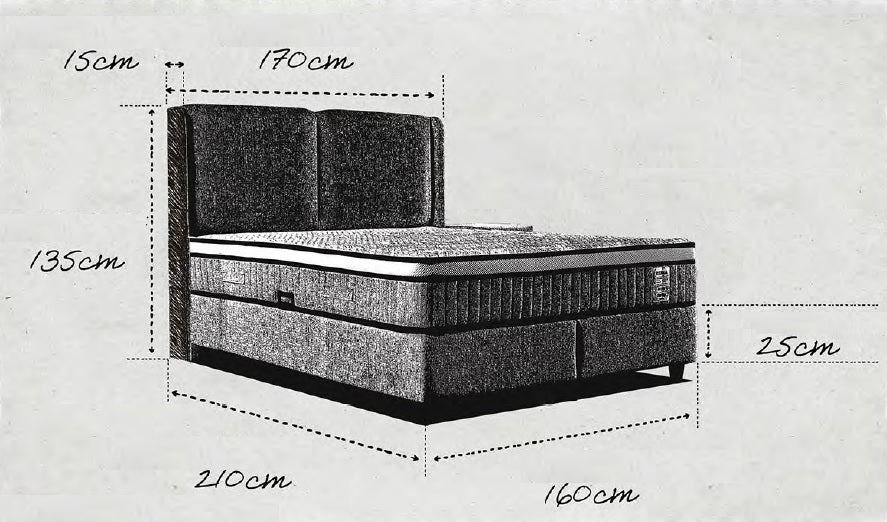 Тапицирано легло «Reina» + Матрак и табла - с място за съхранение и система за безшумно затваряне