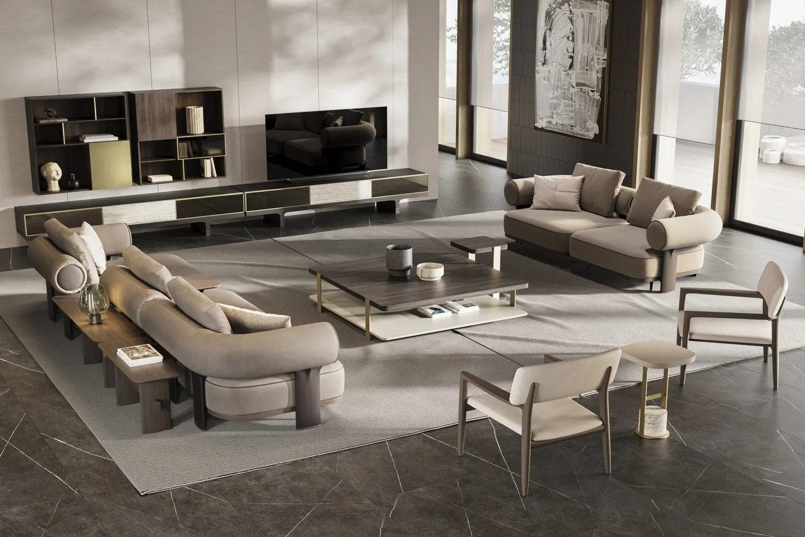 16 модула за модулен диван «Kyoto» + конзолна масичка, лежанка