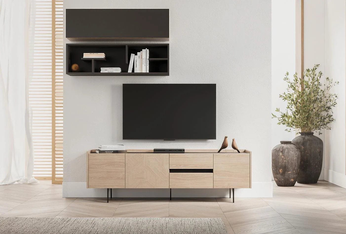 ТВ шкаф за стена «Terra Dark» с размер 115х32х34см