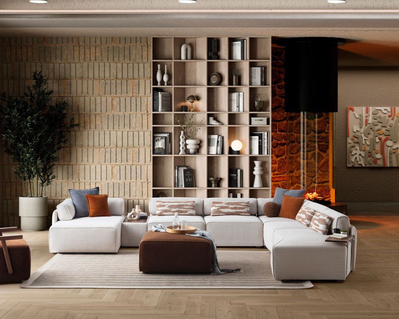 Модулен диван «Lego» + конзолна масичка, лежанка, 7 модула