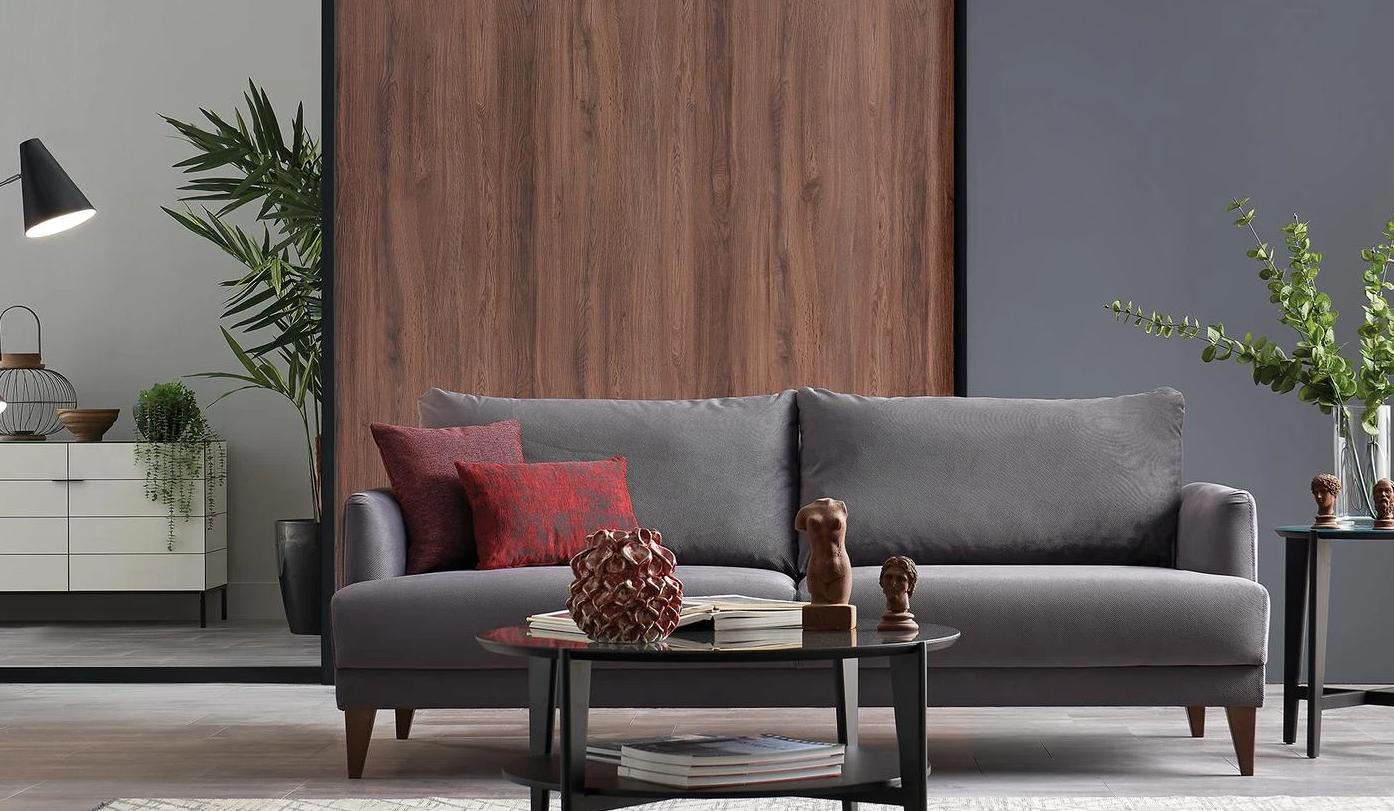 Триместен разтегателен диван «Fiore» + 2 декоративни възглавници, ширина 215см