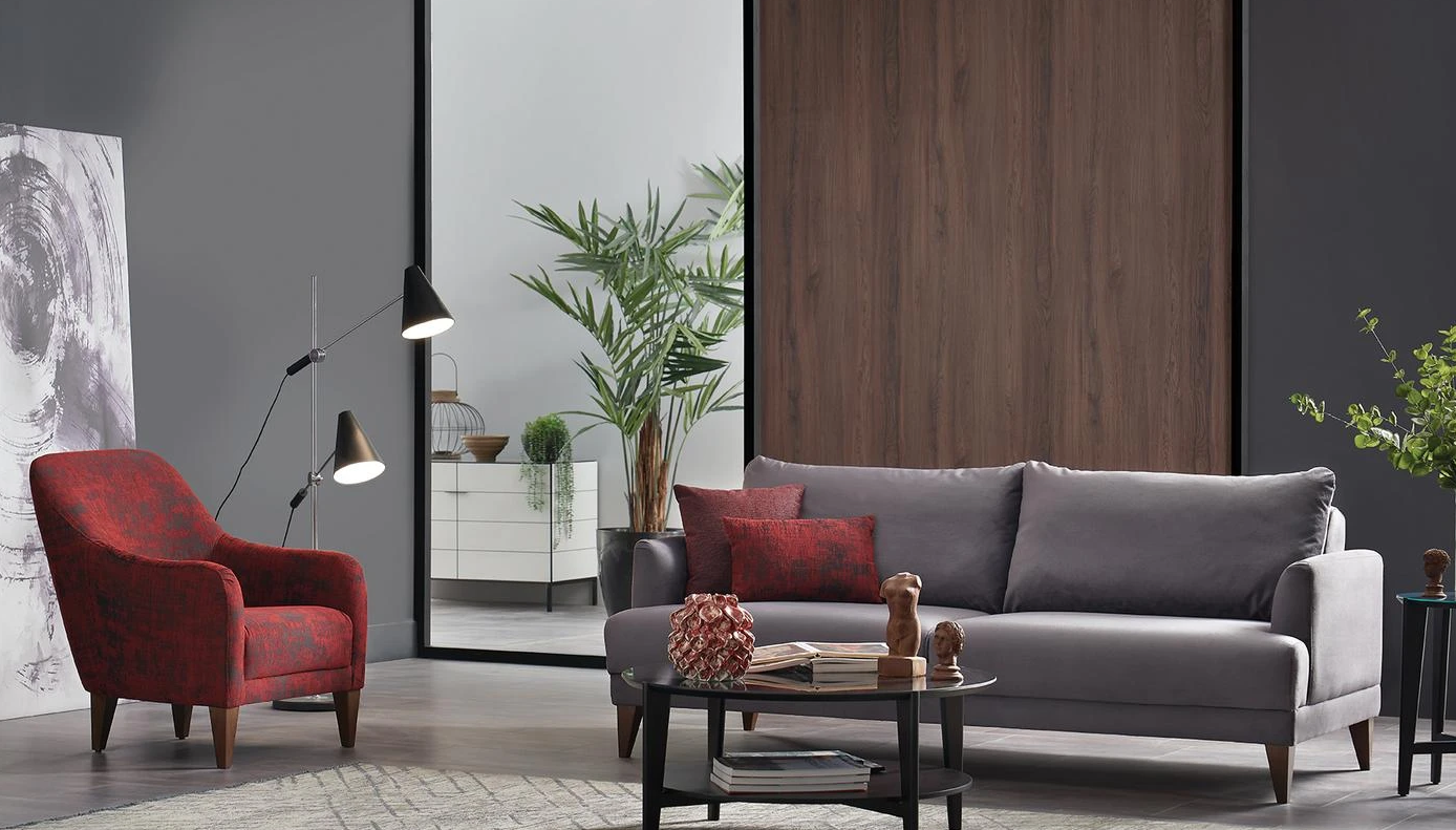 Триместен разтегателен диван «Fiore» + 2 декоративни възглавници, ширина 215см