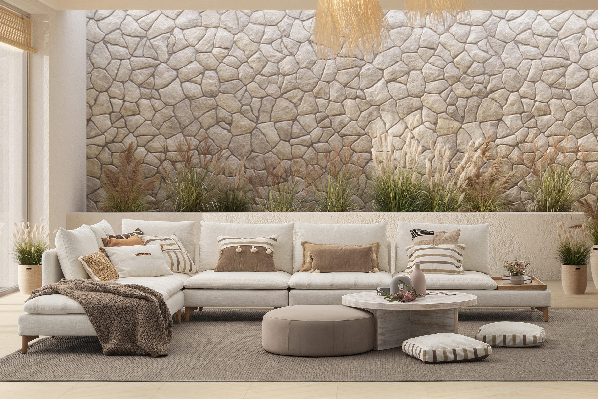 Ъглов диван «Fox Lagom» от серия Colorium, с декоративни възглавници, ширина 415см