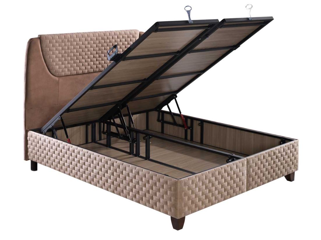 Тапицирано легло «Serenity» + Матрак и табла - с място за съхранение, повдигащ механизъм, система за безшумно затваряне