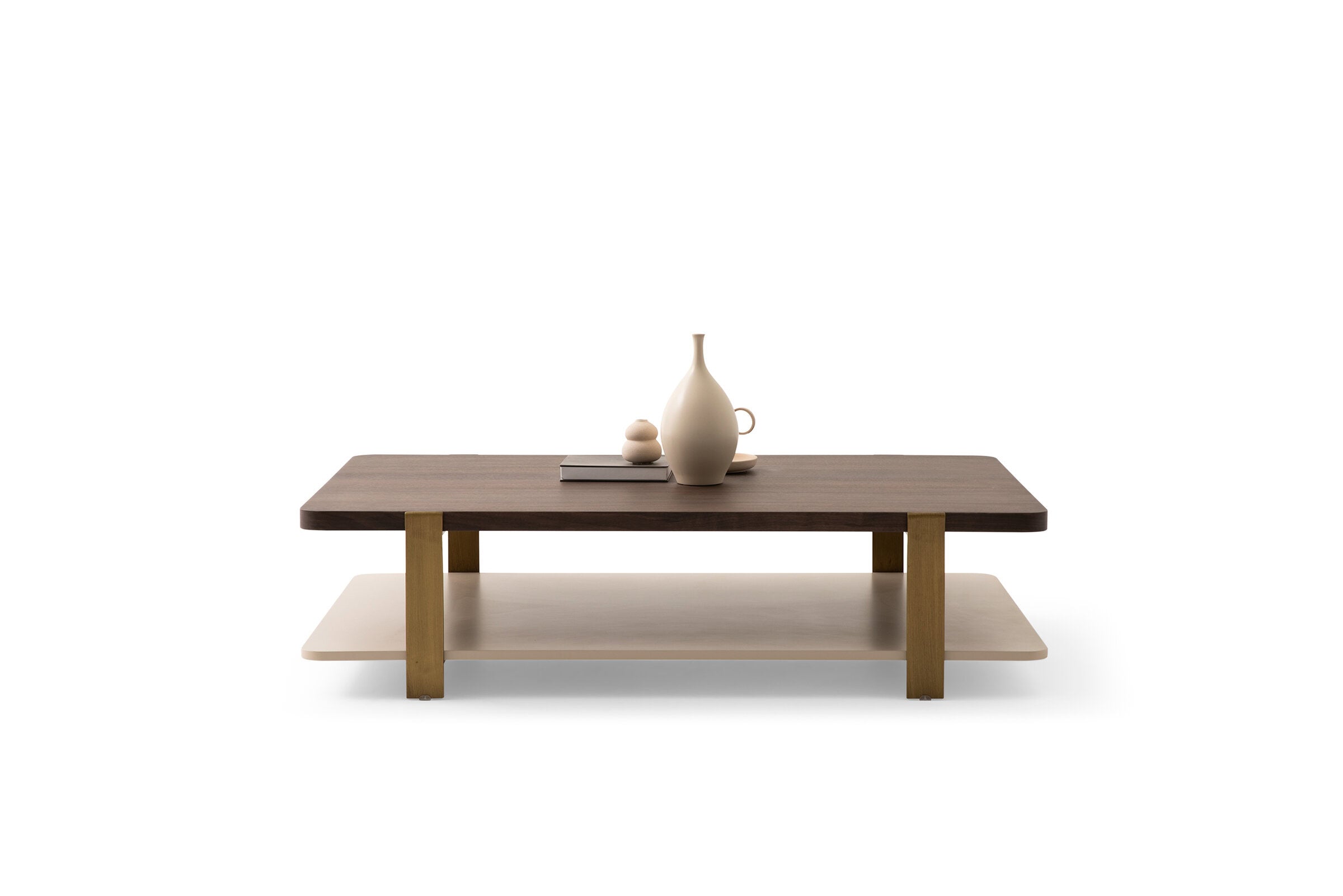 Холна маса «Hector Middle Big» с травертин и естествен фурнир, размер 138х35х140см