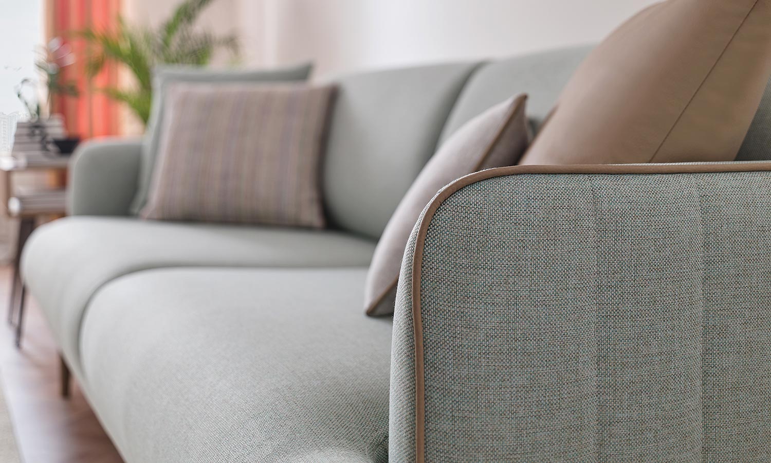 Tриместен разтегателен диван «Helis» + 4 декоративни възглавници, ширина 215см