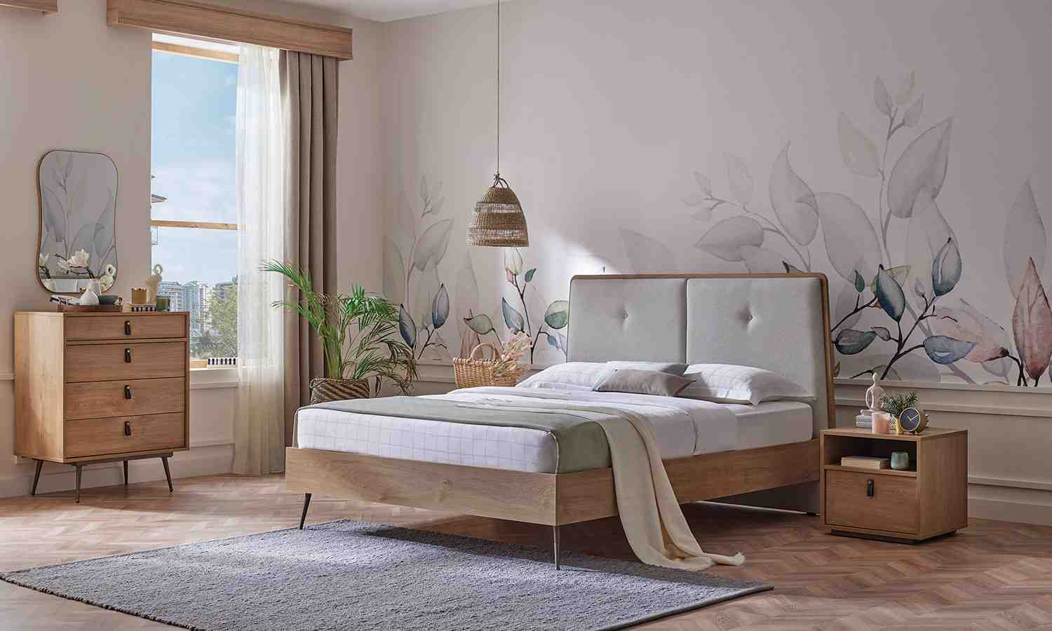 Нощно шкафче «Helis» + чекмедже и рафт, размер 50х48х48см