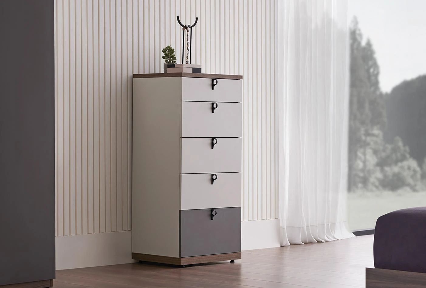 Скрин «Cordell» с пет чекмеджета, размер 50х117х46см