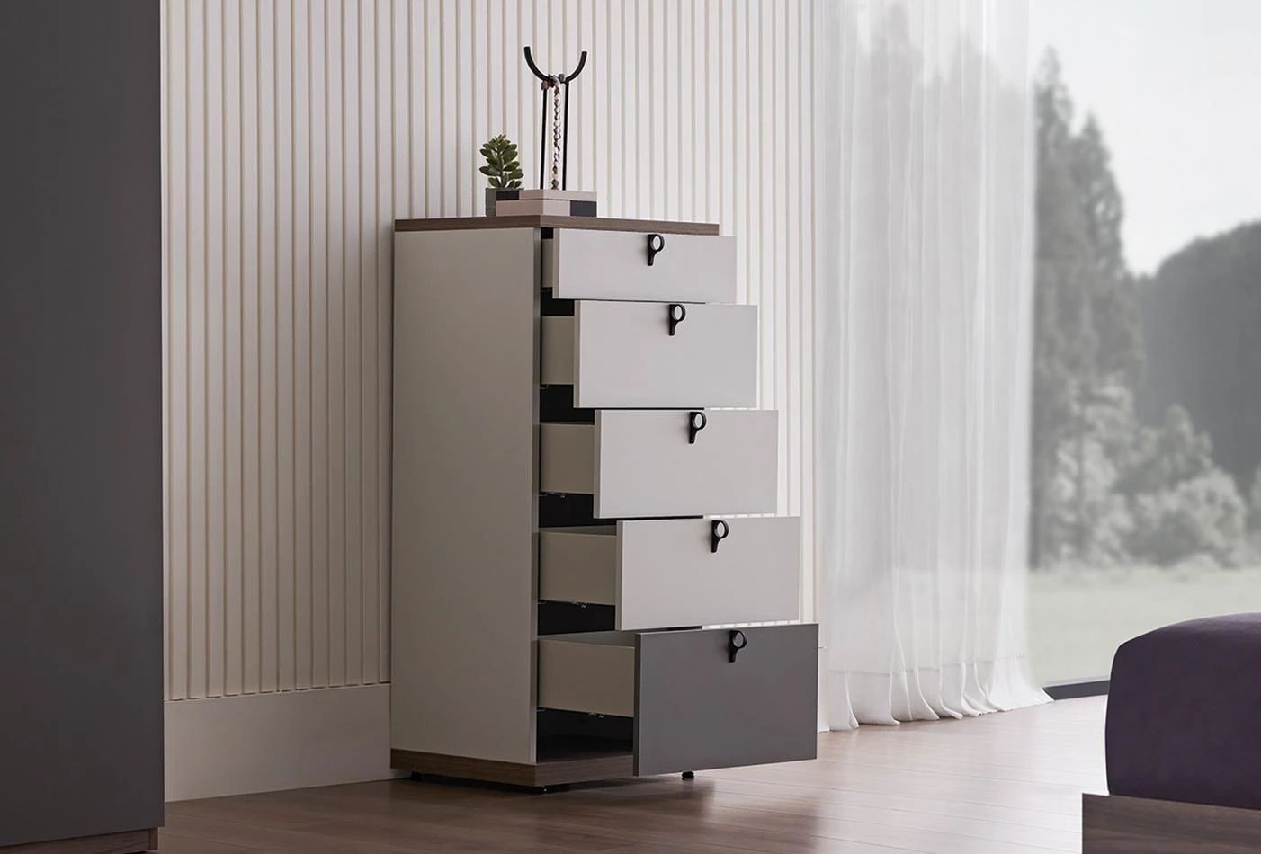 Скрин «Cordell» с пет чекмеджета, размер 50х117х46см