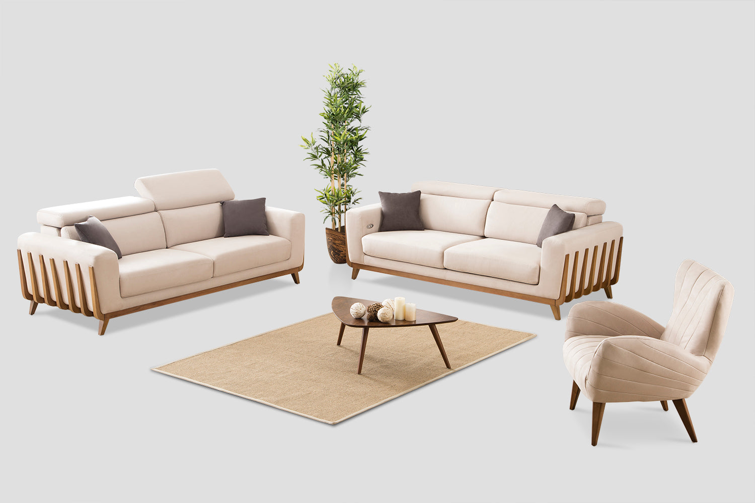 Двуместен разтегателен диван «Hunkar» + електрически механизъм, USB зарядна станция, ширина 195см