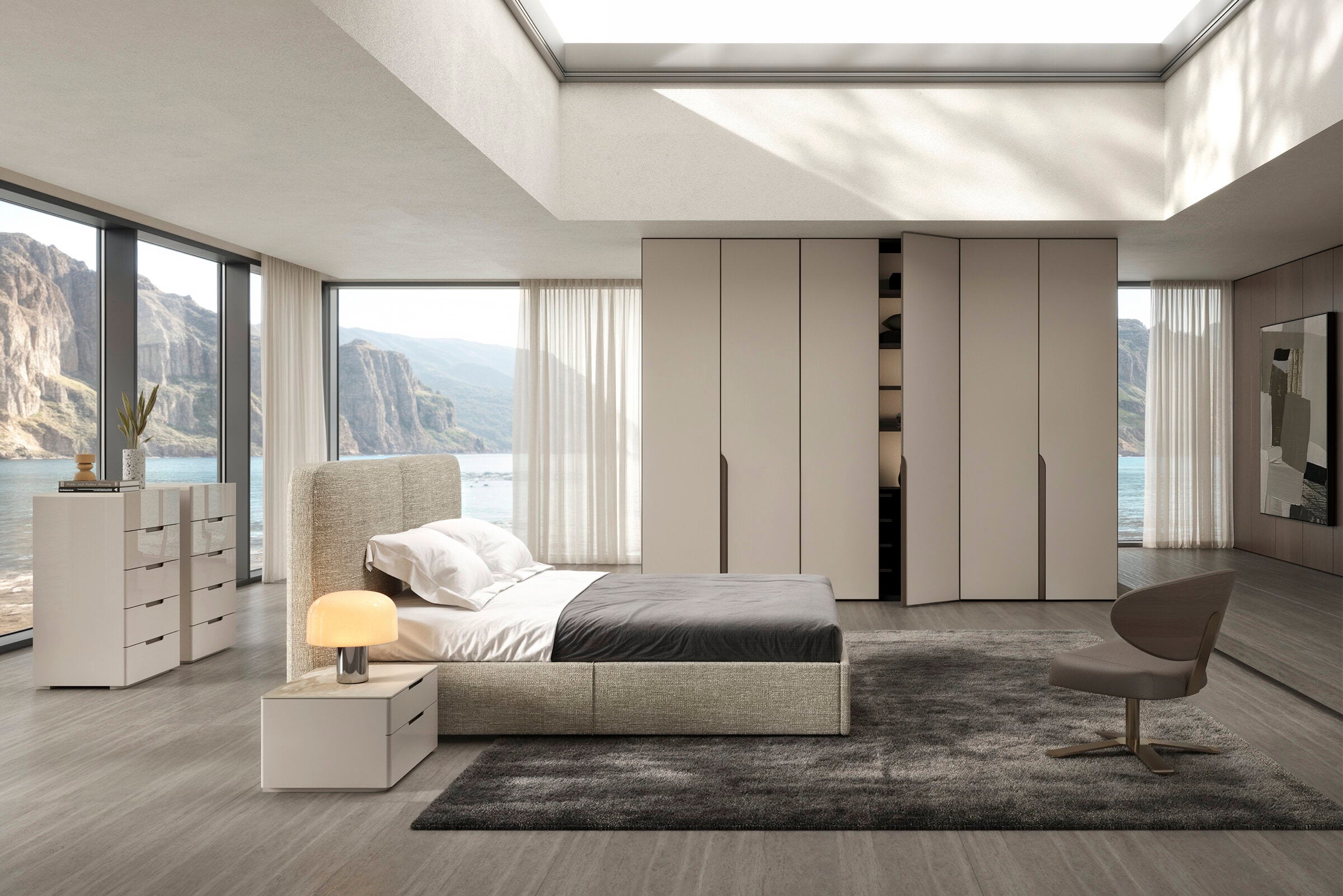 63 конфигурирани модула за гардероб «Beta» - с осветление, чекмеджета, лостове за закачалки и рафтове