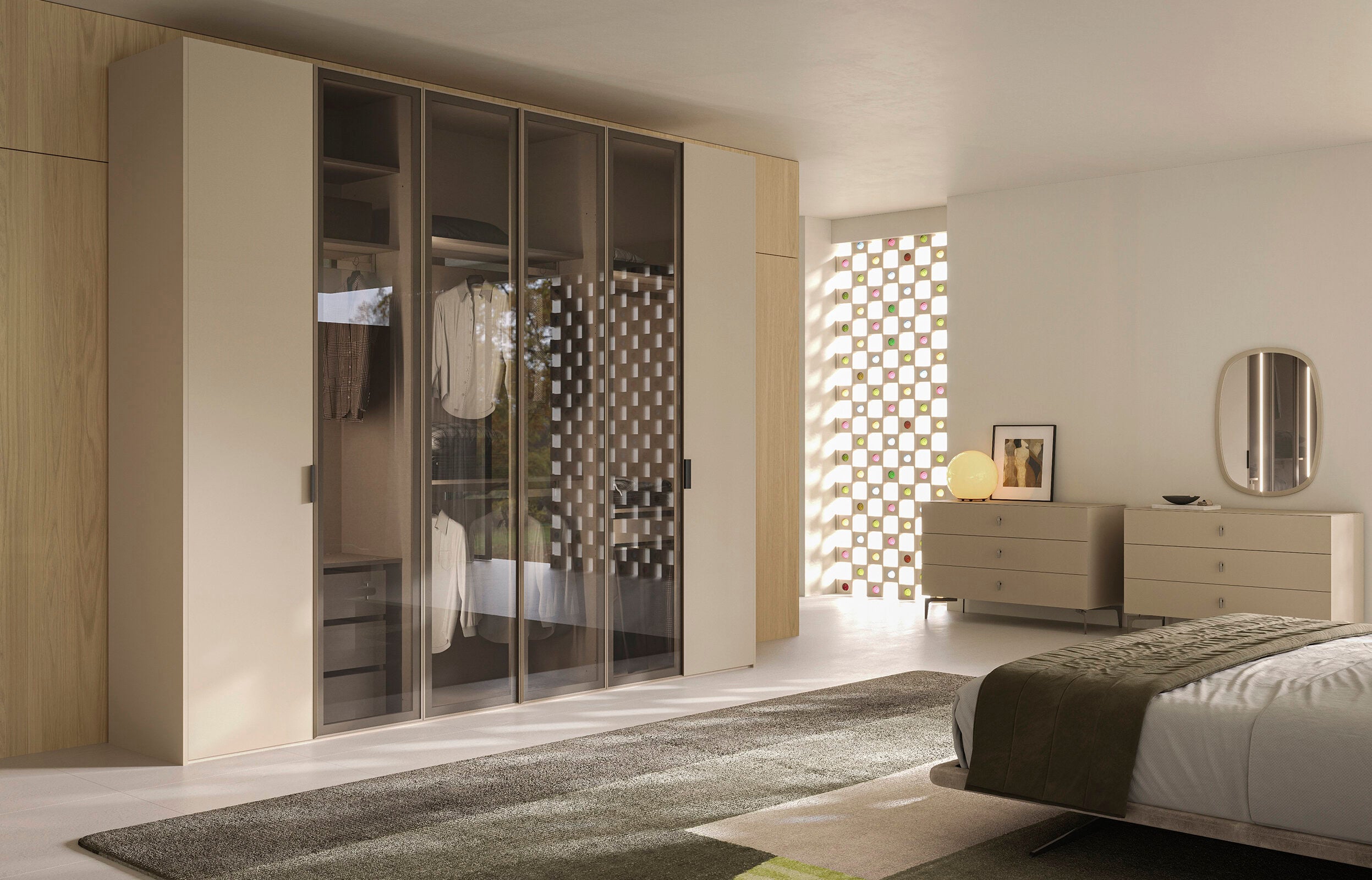 Врати за модулен гардероб «Alfa» - опушено стъкло, огледало, ПДЧ