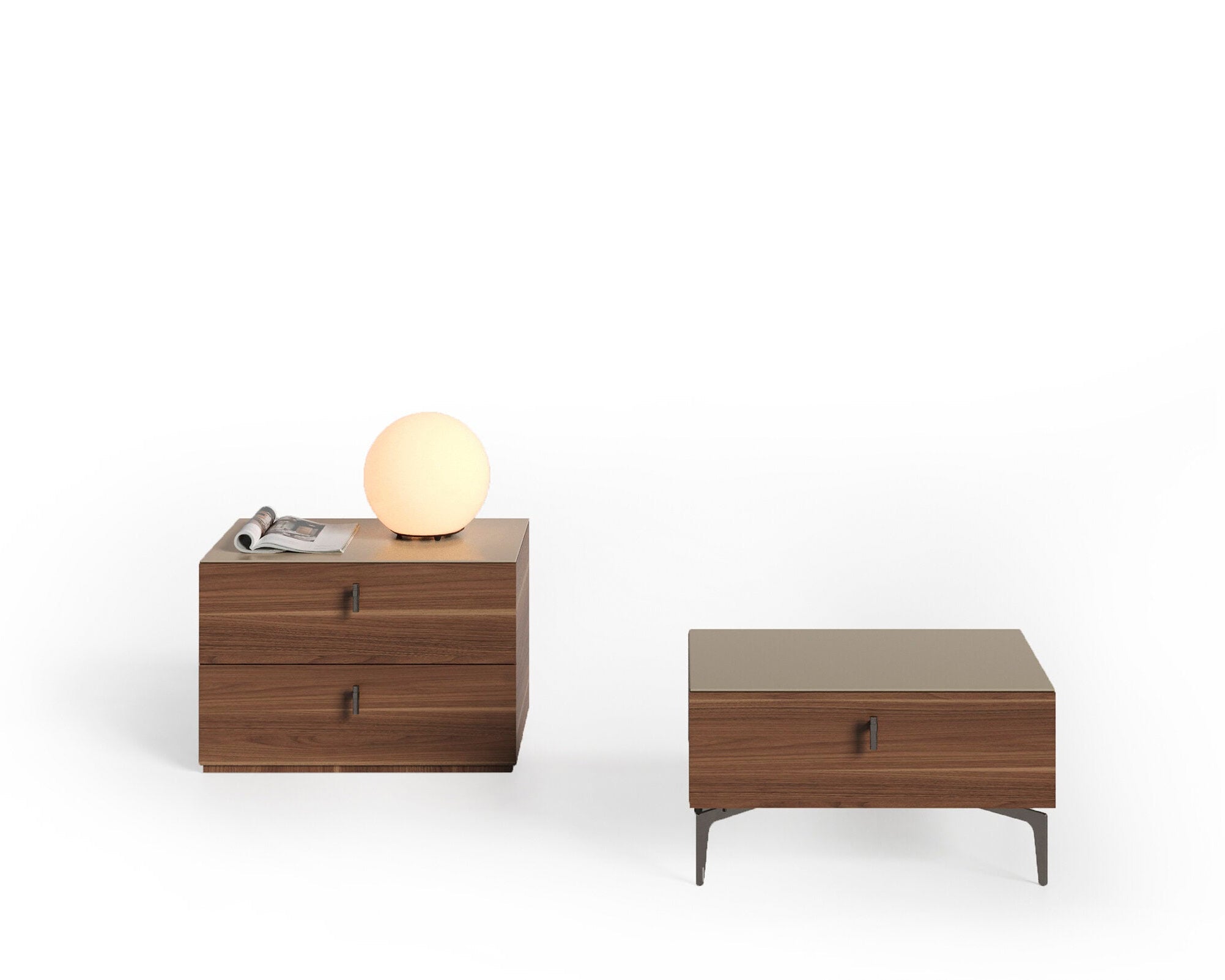 Нощно шкафче «Lazio» + чекмеджета, стъклен плот