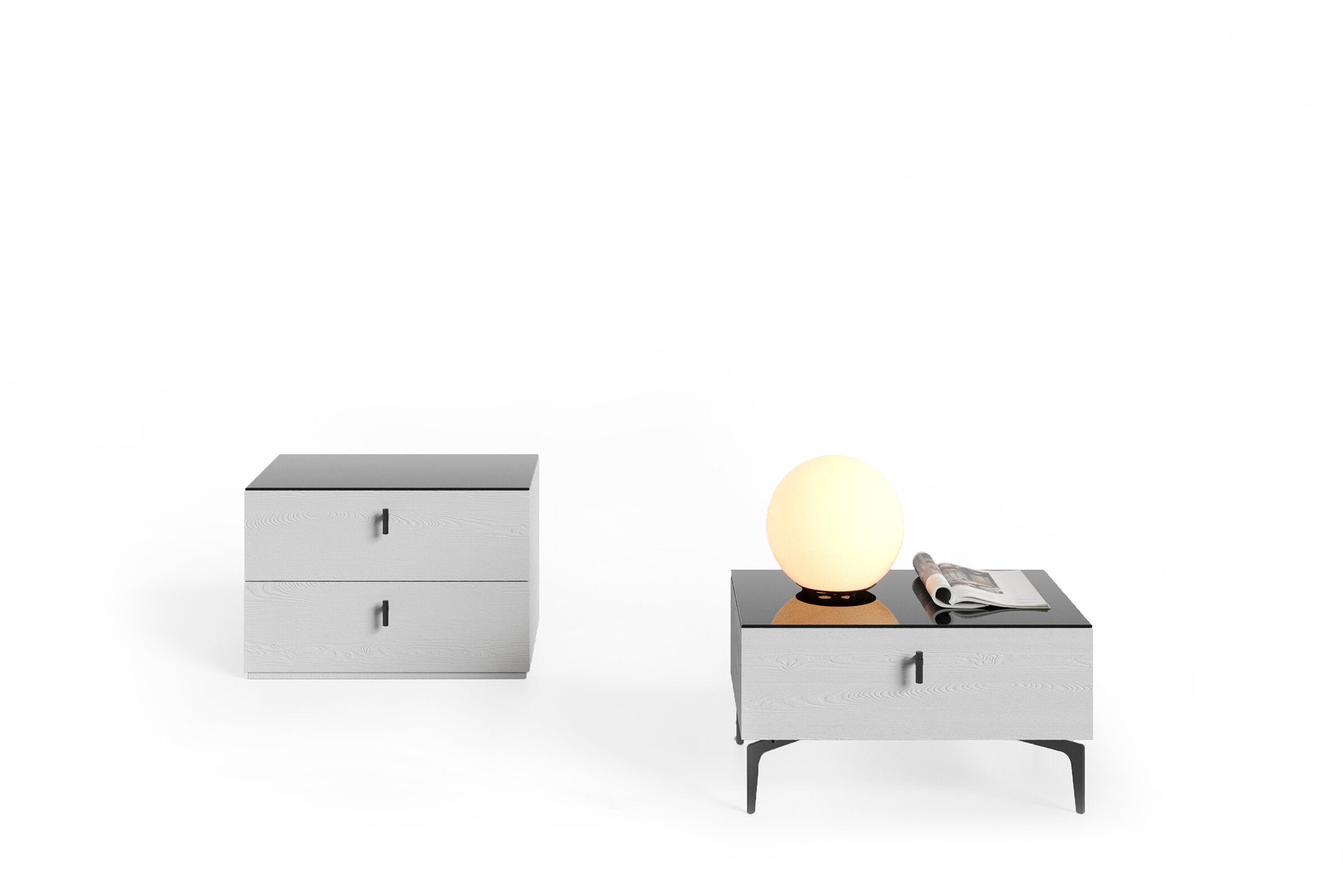 Нощно шкафче «Lazio» + чекмеджета, стъклен плот