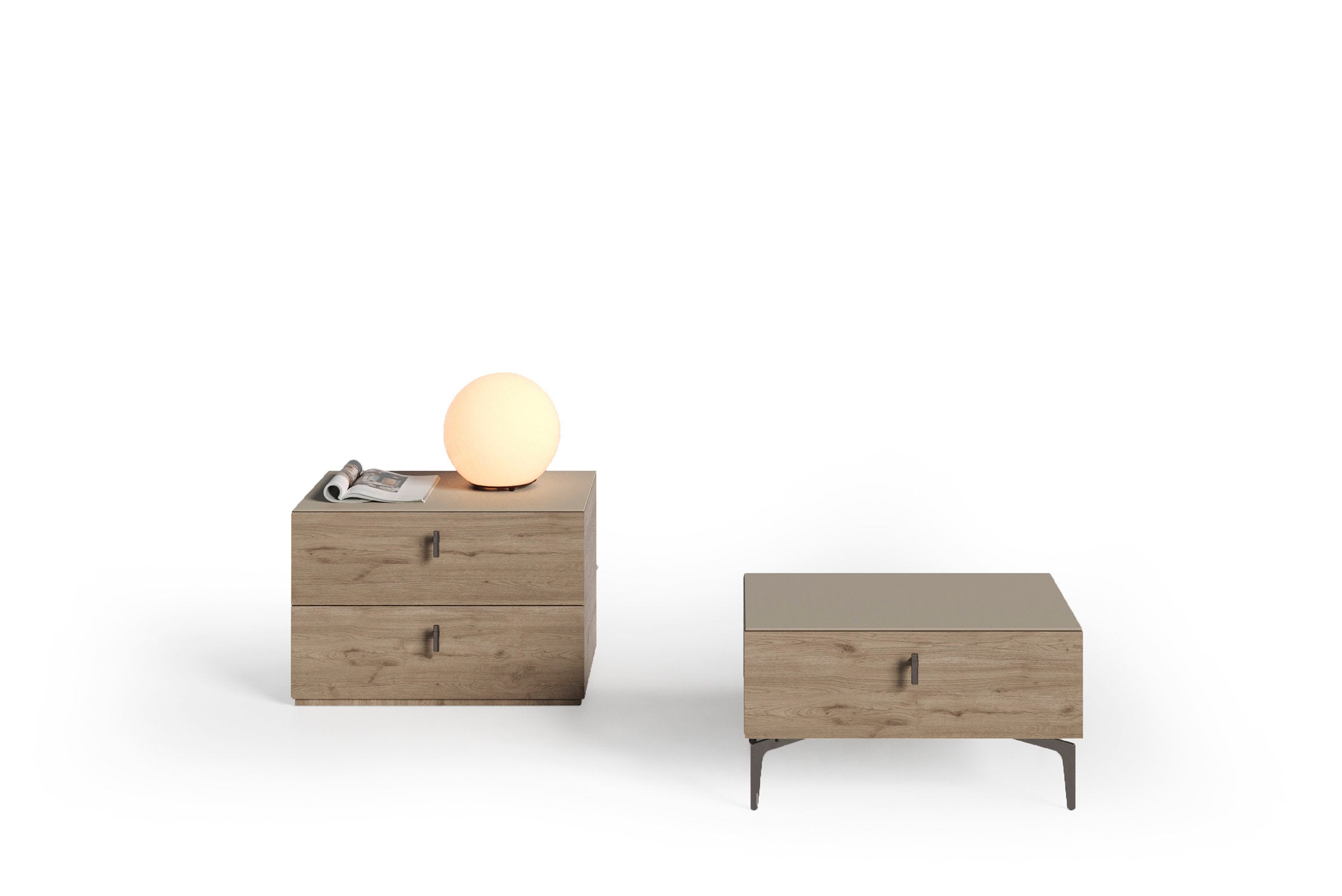 Нощно шкафче «Lazio» + чекмеджета, стъклен плот