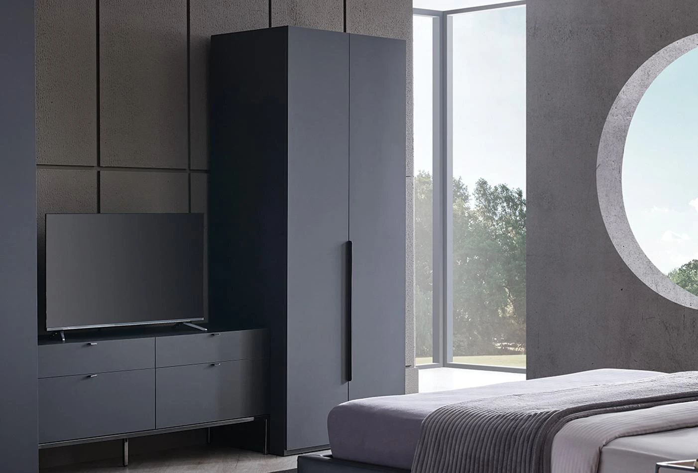 Двукрилен гардероб «Legato Black» - чекмеджета, ширина 91см