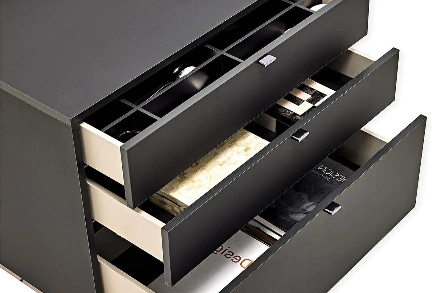 Шкаф «Legato Black» с три чекмеджета и  органайзер, размер 80х81х48см