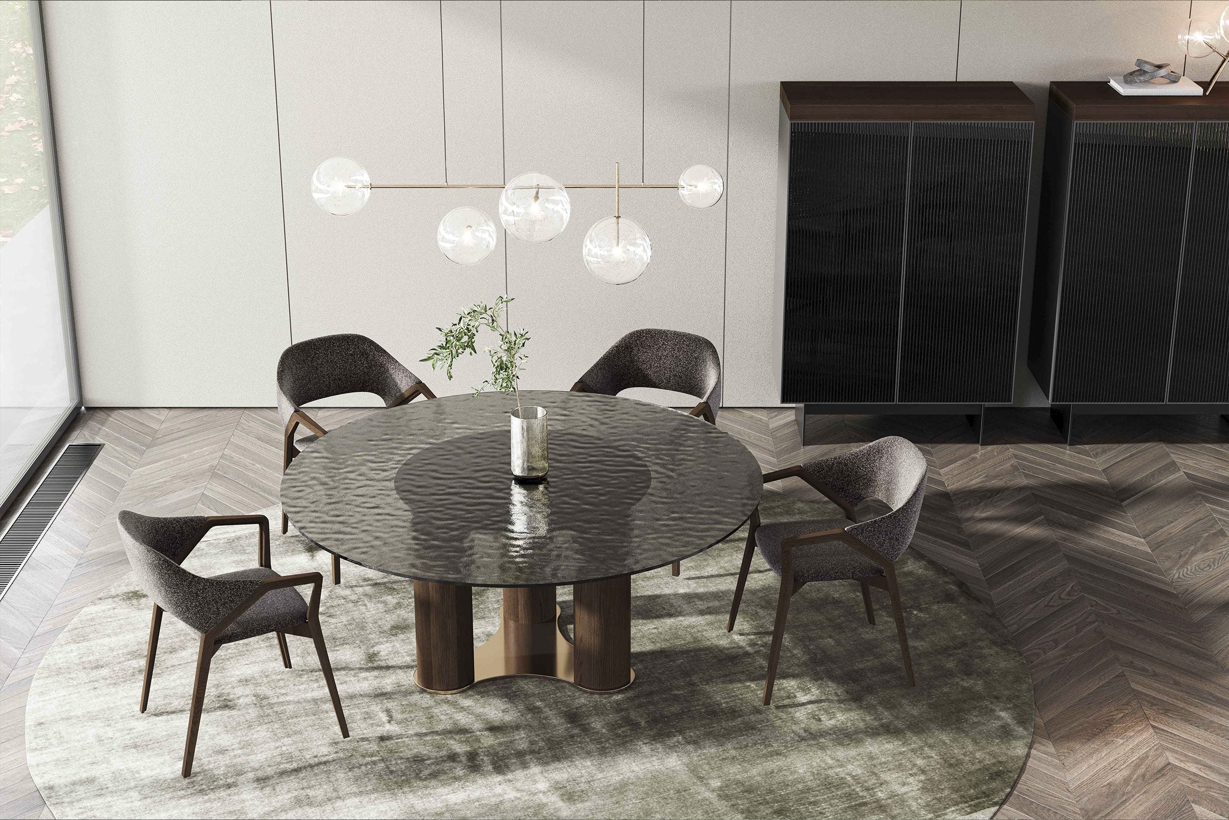 Трапезна маса «Libre» + стъклен плот, размер 150х76х150см