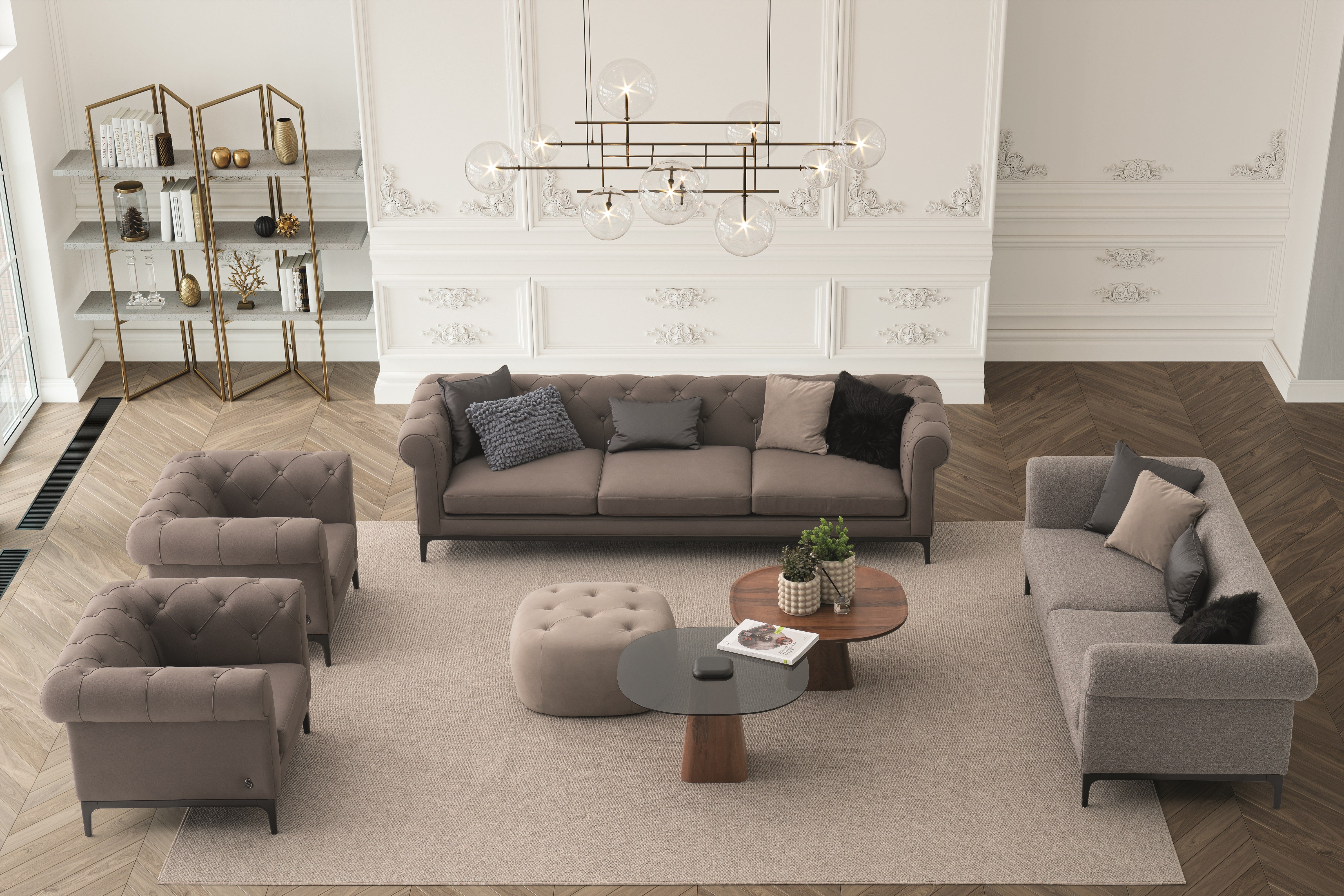 Триместен диван «Lincoln» + 2 декоративни възглавници, ширина 224см