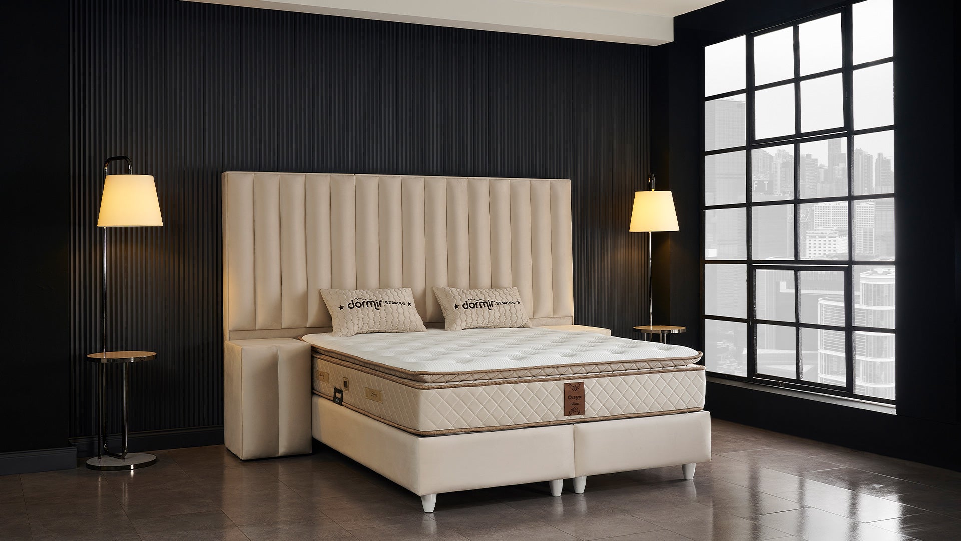 Тапицирано легло «Line XL» + Матрак и табла - с място за съхранение и система за безшумно затваряне