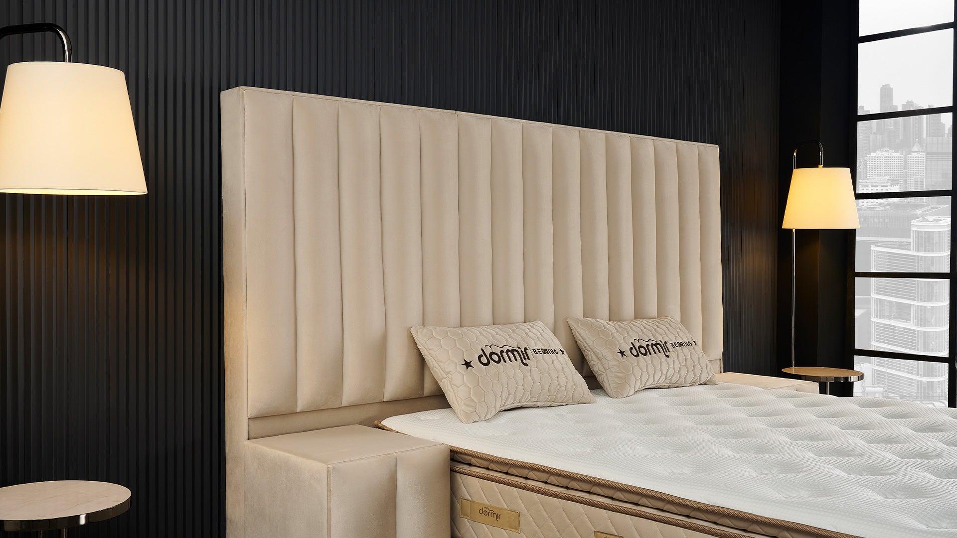 Тапицирано легло «Line XL» + Матрак и табла - с място за съхранение и система за безшумно затваряне