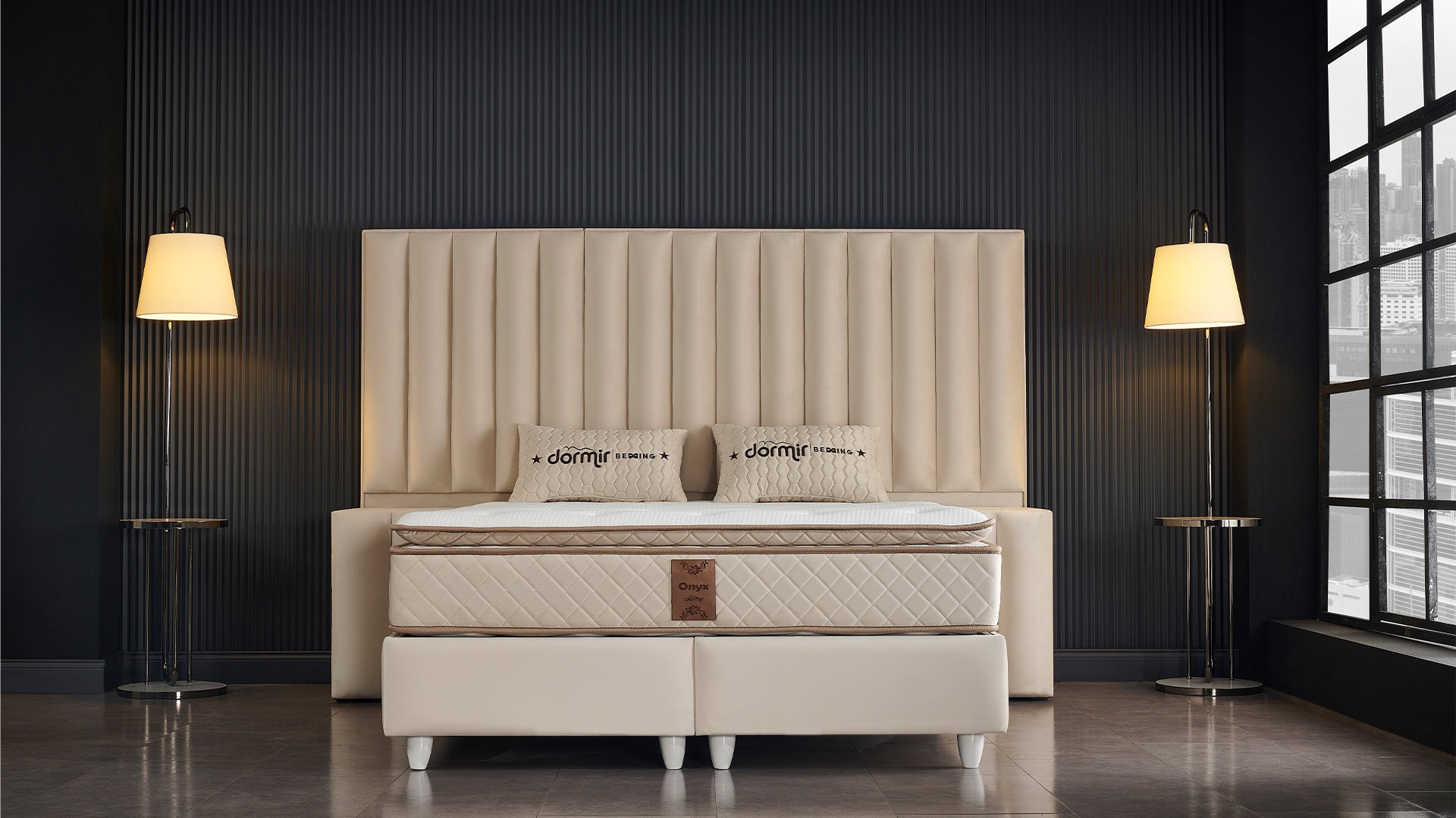 Тапицирано легло «Line XL» + Матрак и табла - с място за съхранение и система за безшумно затваряне