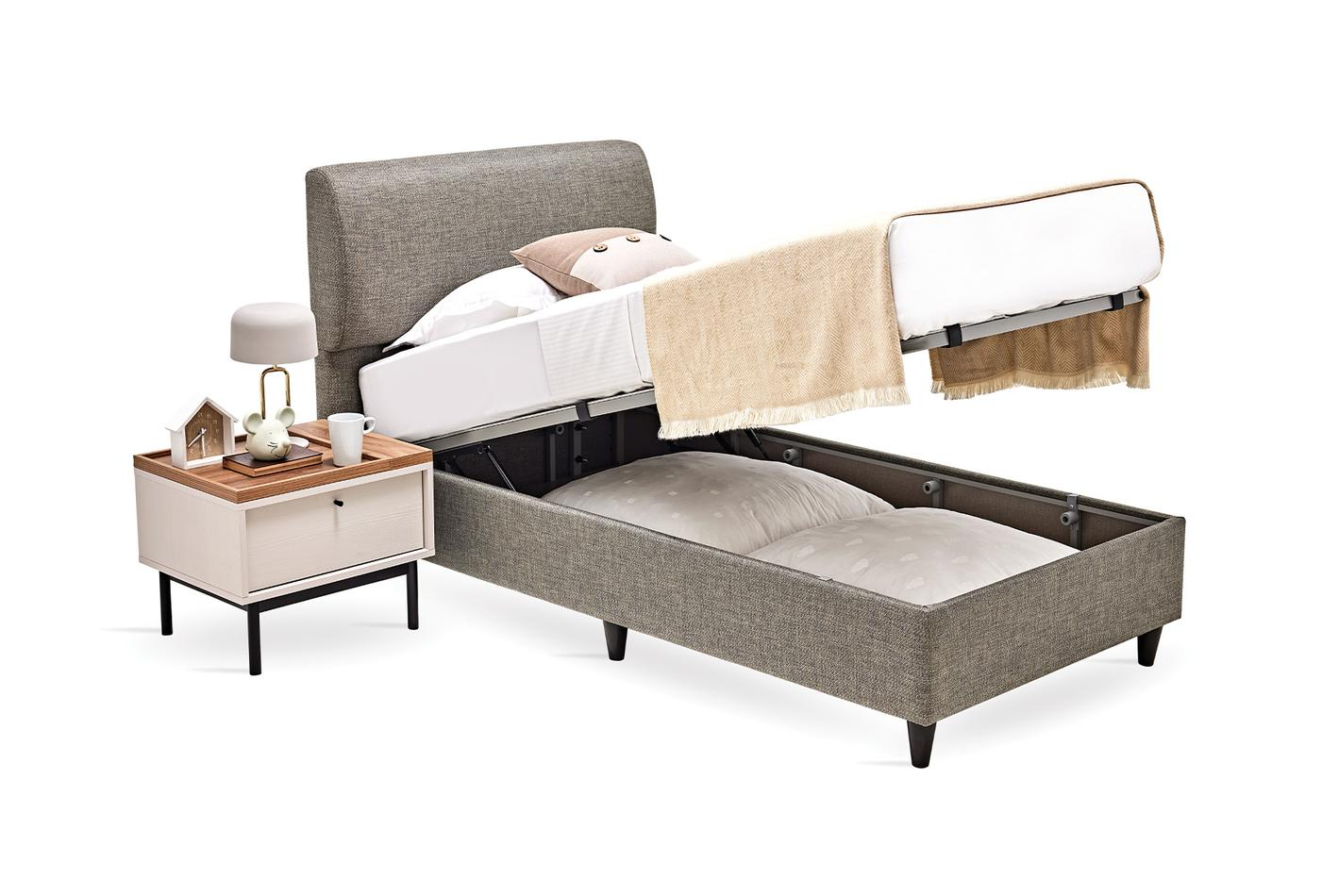 Тапицирана основа за легло «Loreto Teen» с място за съхранение, повдигащ механизъм, система за безшумно затваряне
