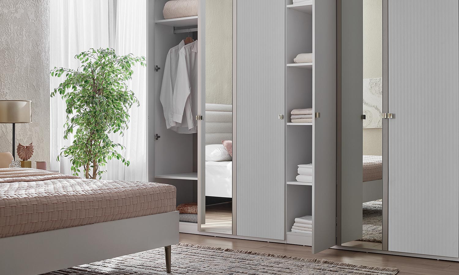 Четирикрилен гардероб «Lumina» - ширина 185см