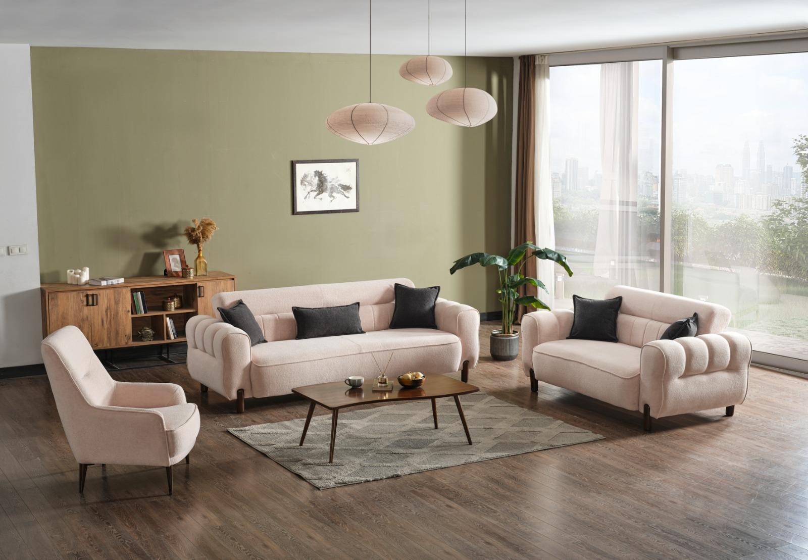 Триместен разтегателен диван «Madrid» + 2 декоративни възглавници, с място за съхранение, ширина 247см