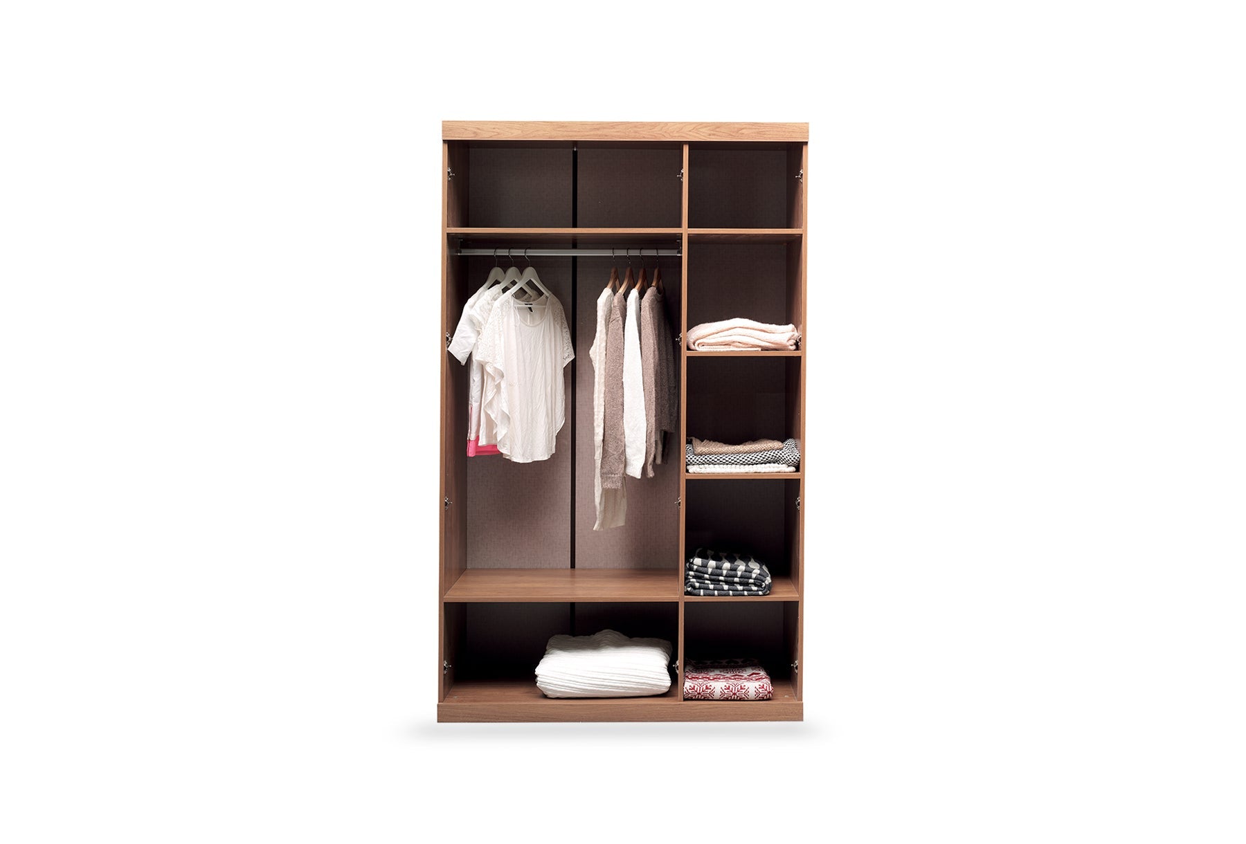 Трикрилен гардероб «Mistral» с огледална врата, ширина 134см