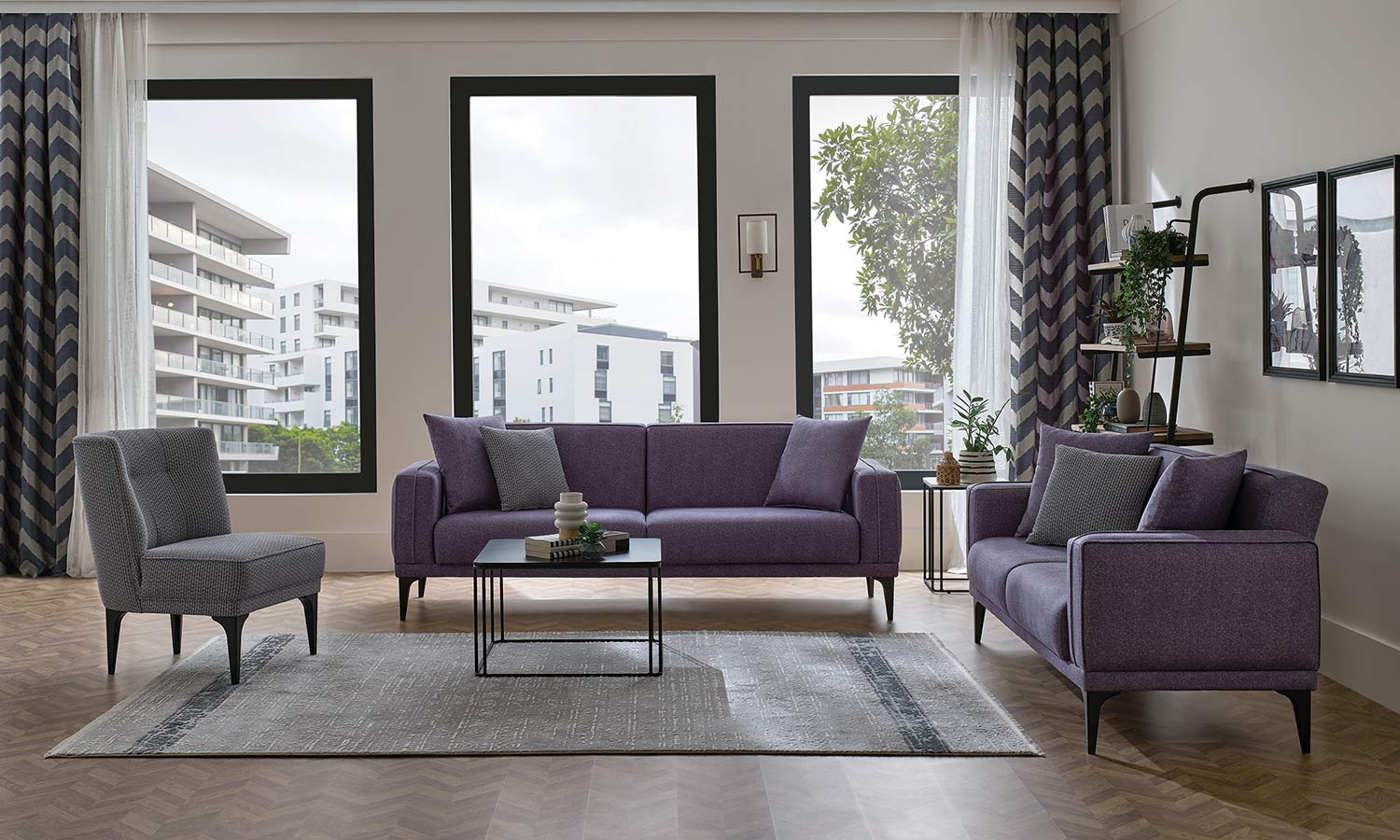 Tриместен разтегателен диван «Morel» + 3 декоративни възглавници, ширина 224см