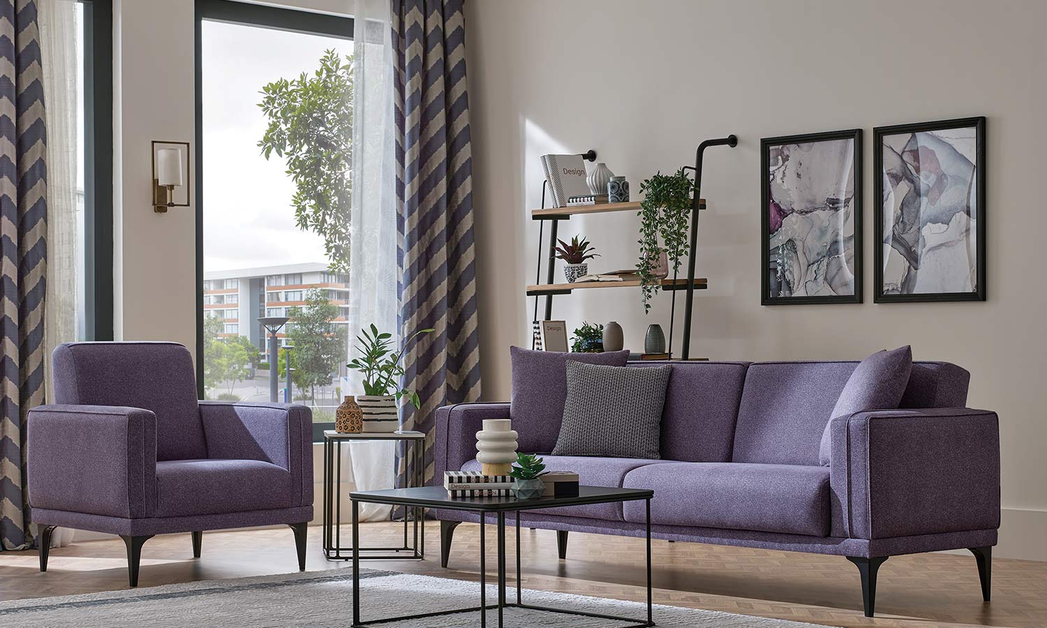 Tриместен разтегателен диван «Morel» + 3 декоративни възглавници, ширина 224см