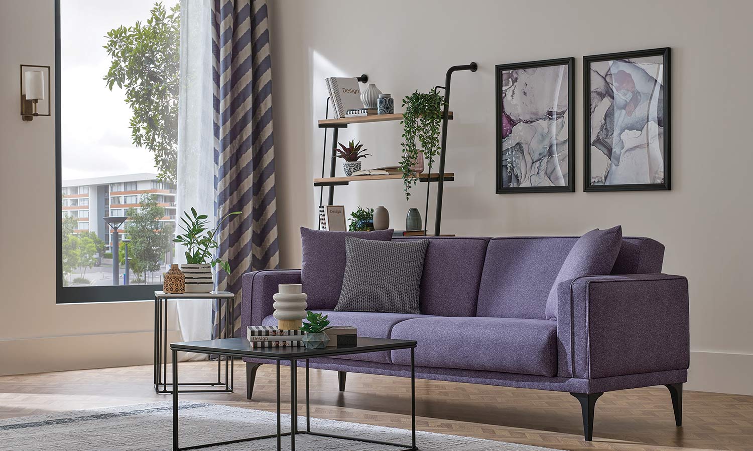 Tриместен разтегателен диван «Morel» + 3 декоративни възглавници, ширина 224см